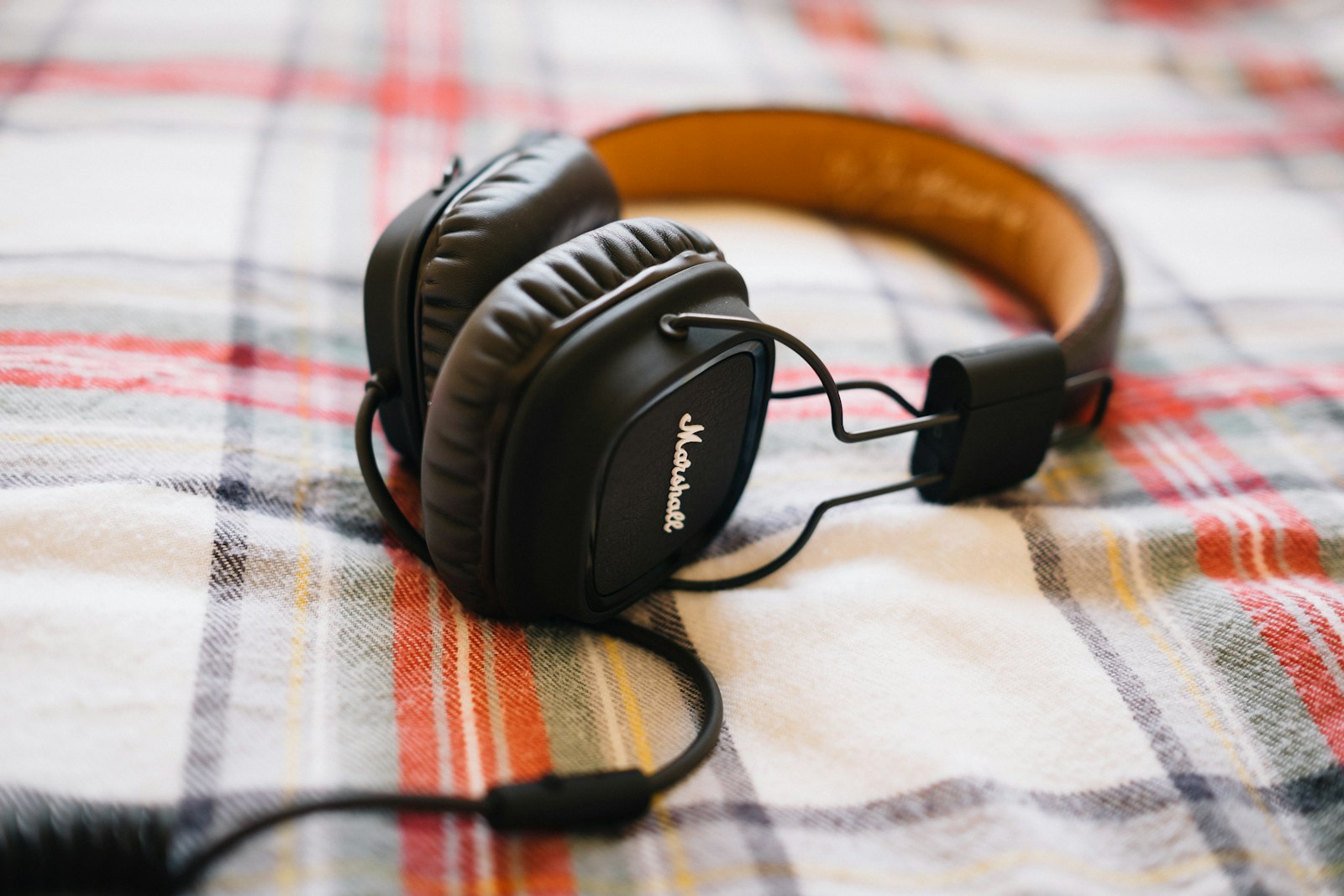 Audio editing headphones closeup