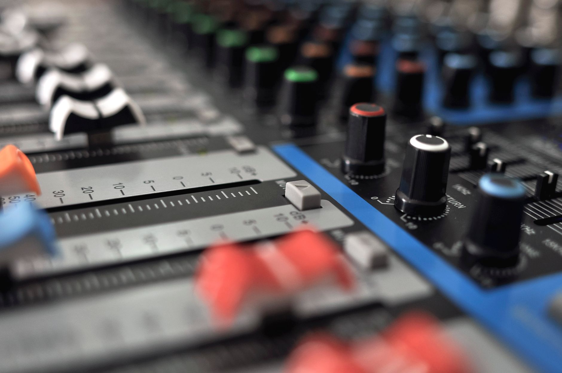 Audio mixing levels console