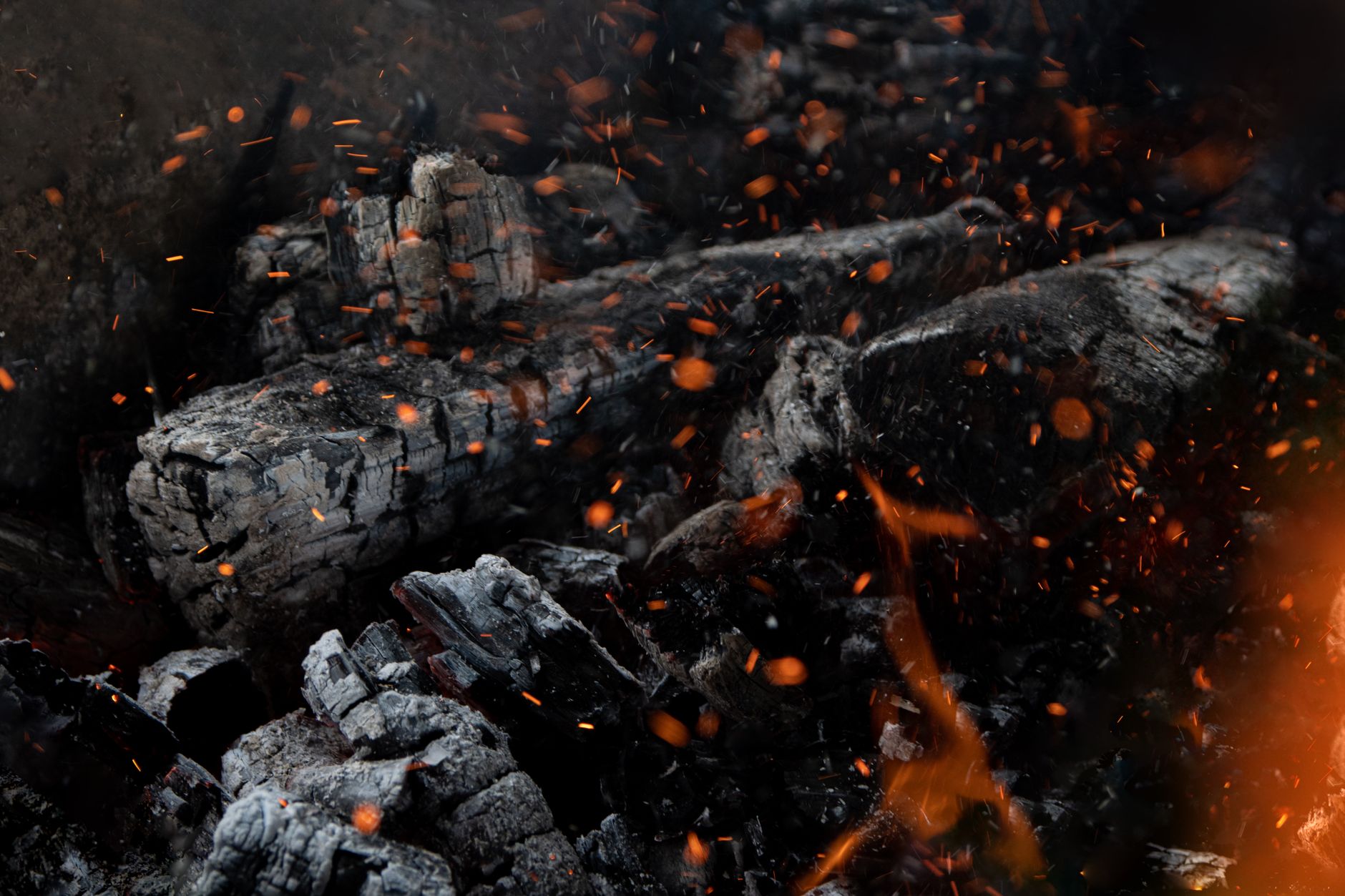 Burning fire embers sparks