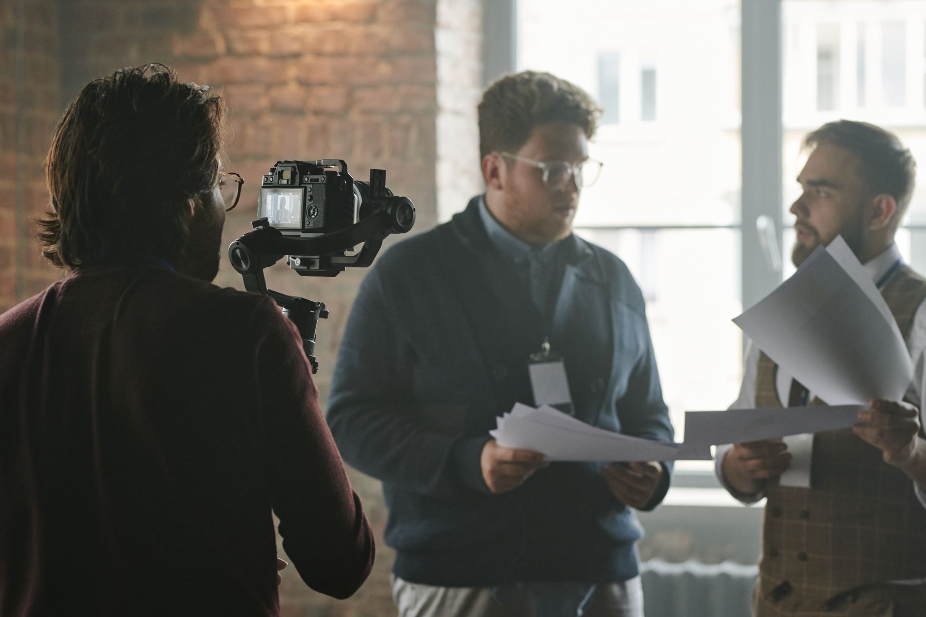 Business professional filming