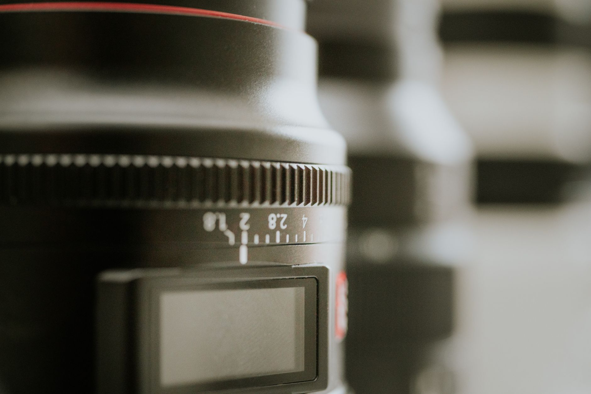 Camera lens zoom closeup