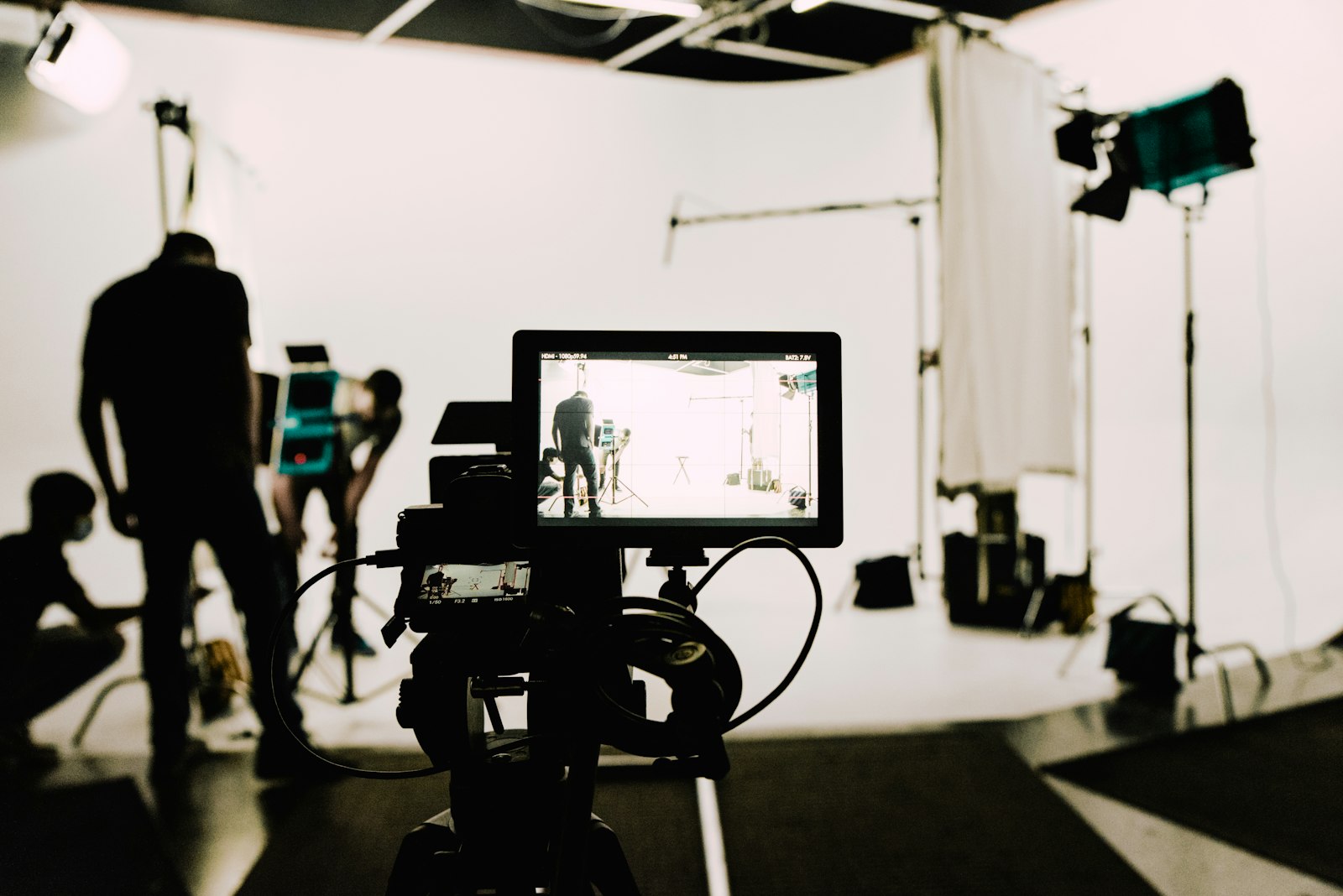 Camera on tripod studio