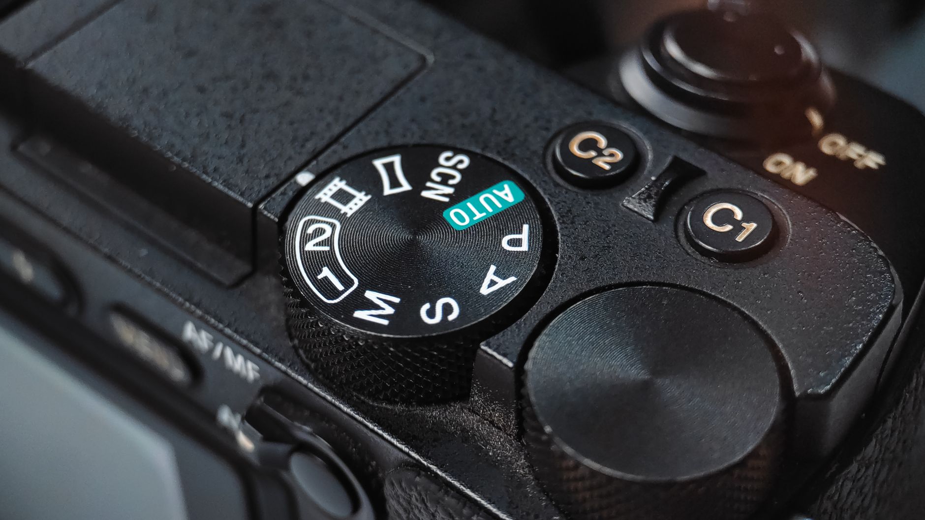 Camera settings dial closeup