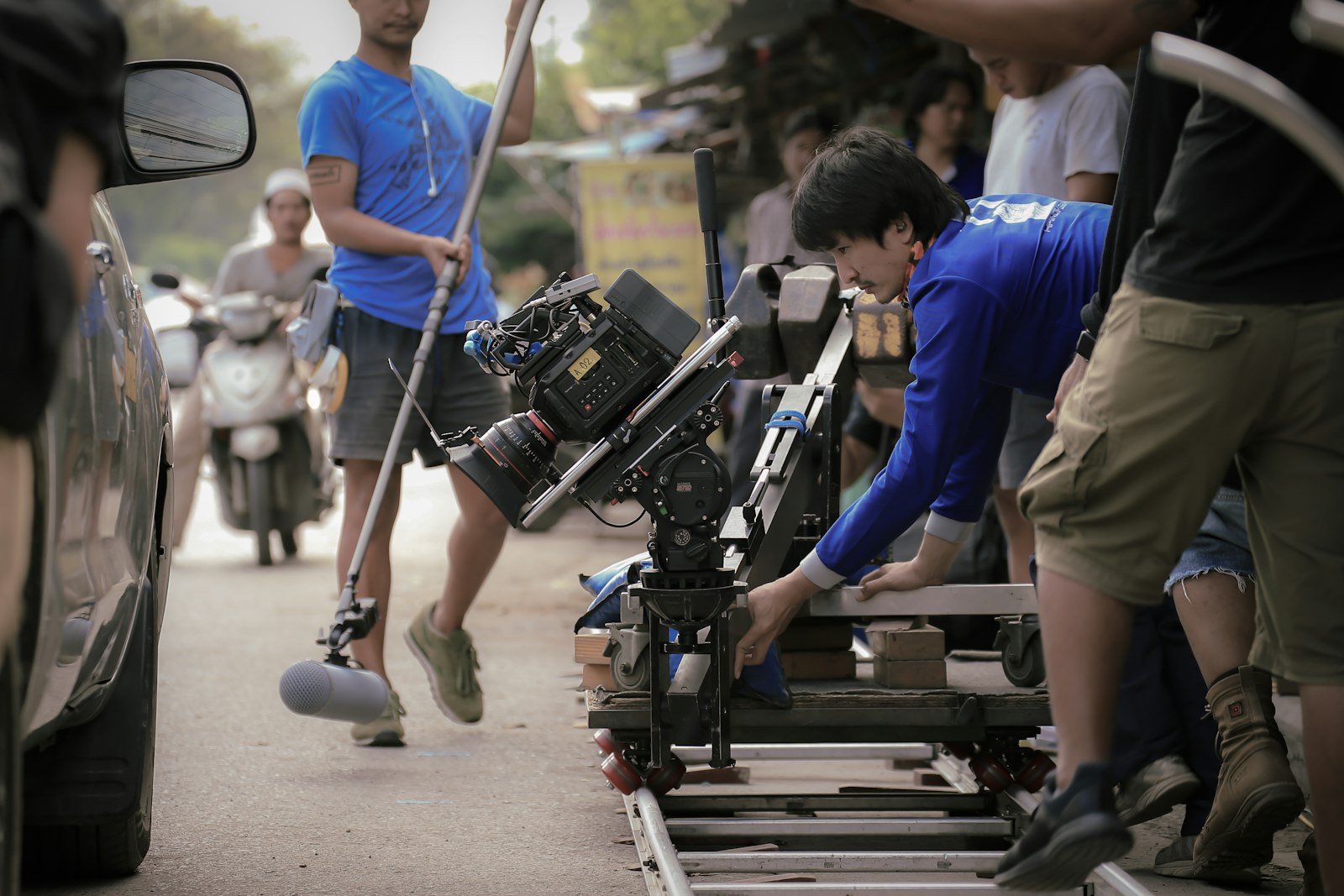 Camera slider dolly filming