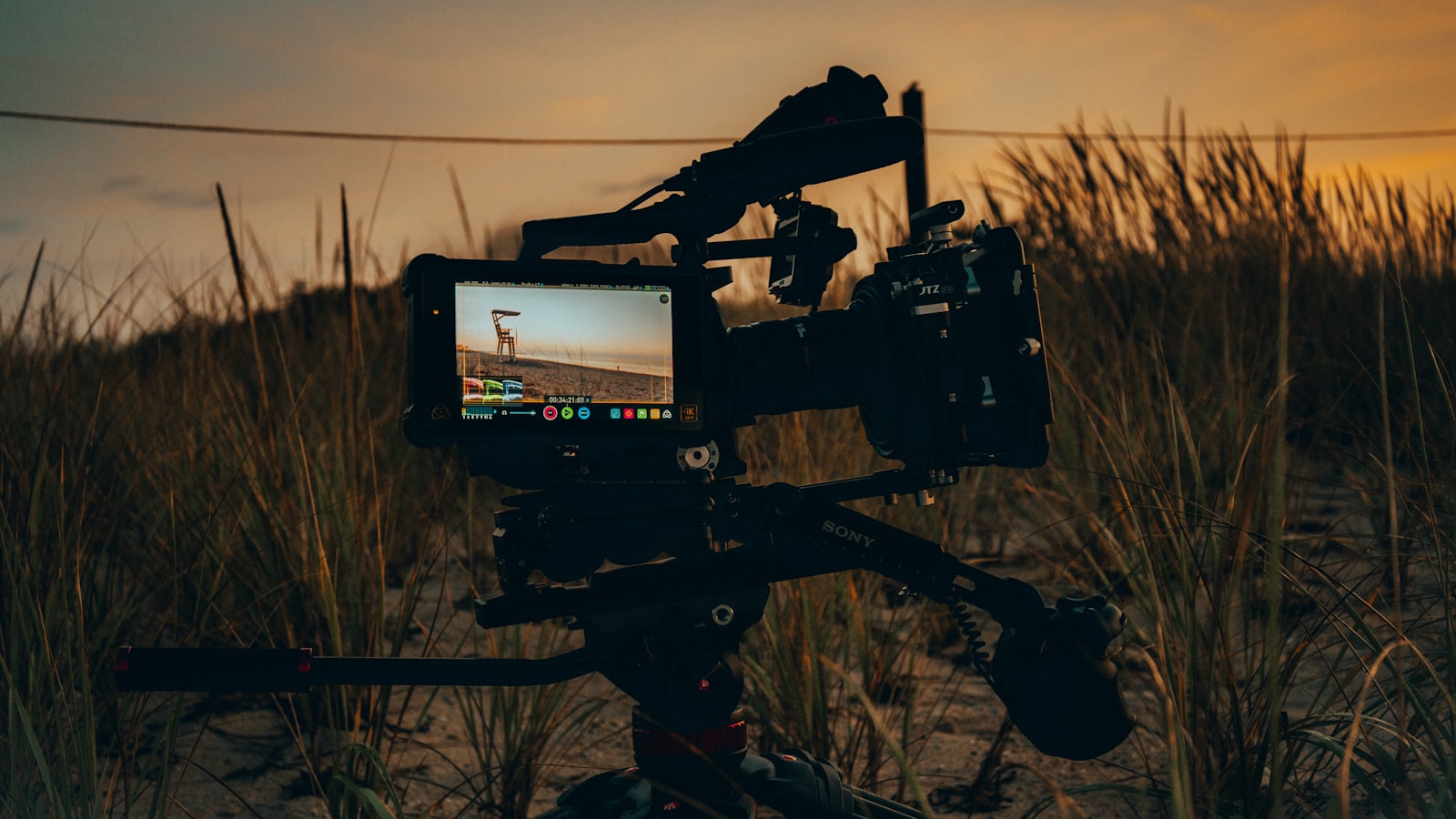 Camera tripod filming setup