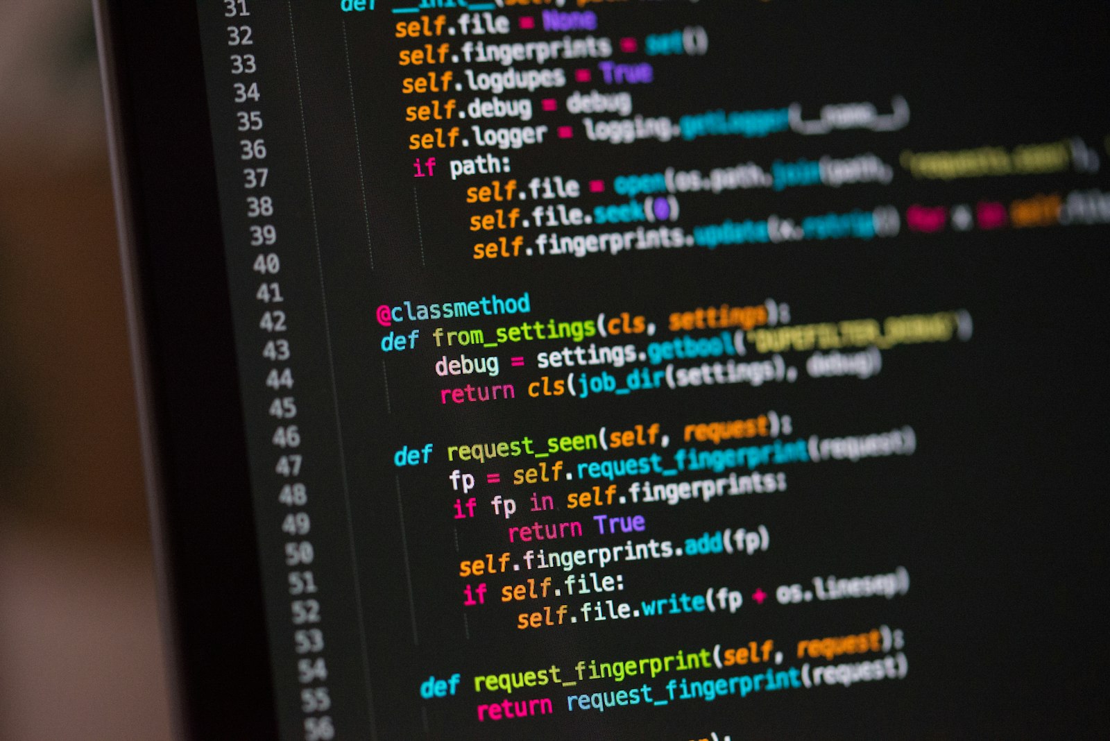 Code on computer screen