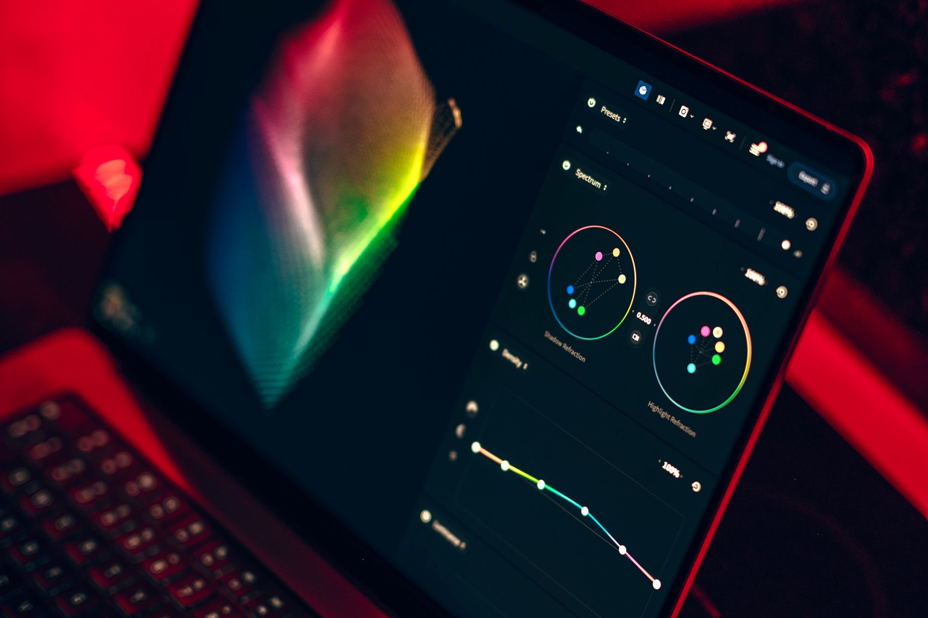 Color grading curves screen