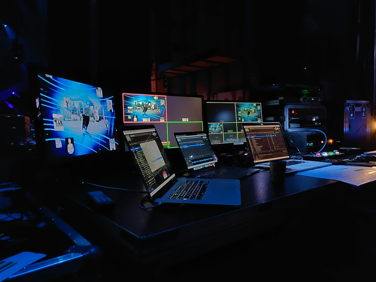 Color grading suite monitors