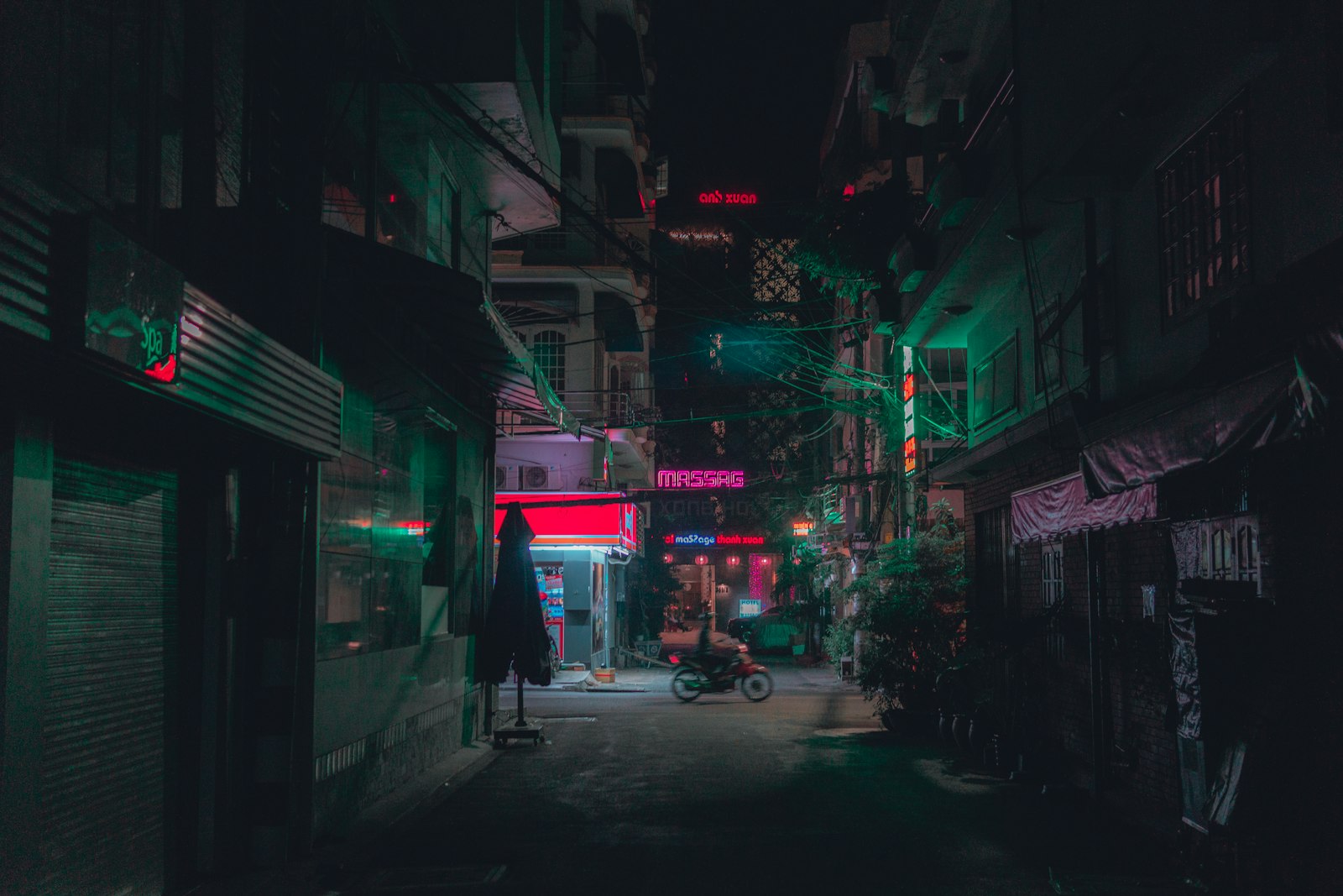 Colorful neon lights dark