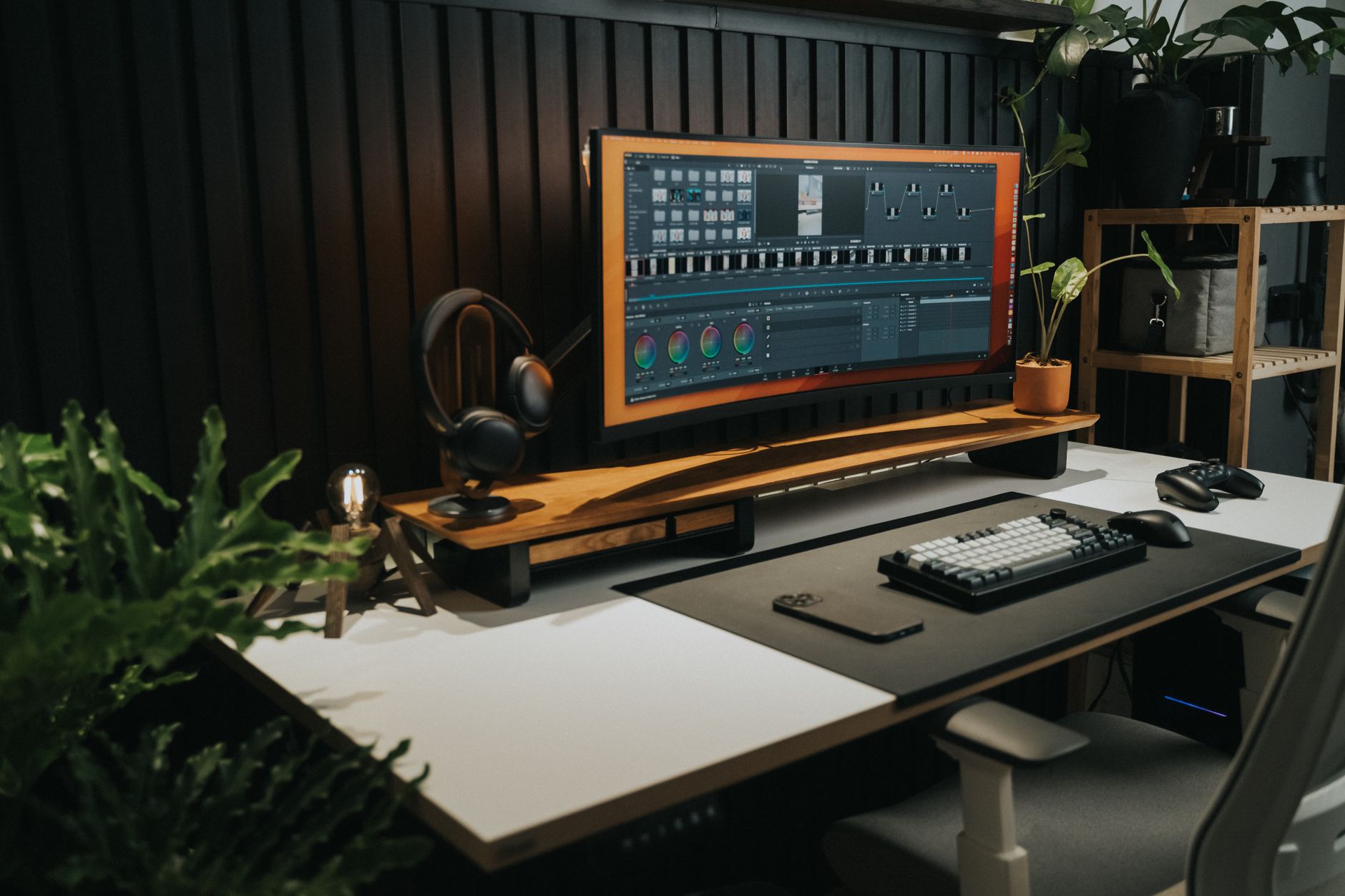 Creative editing desk setup