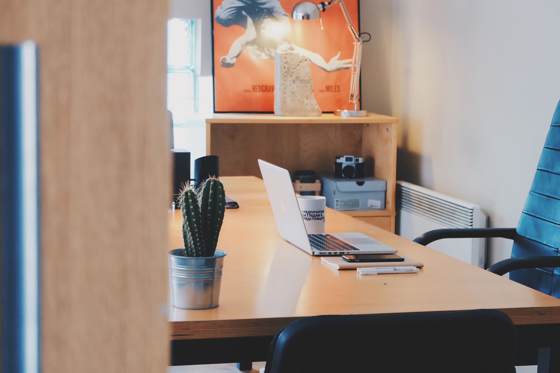 Creative laptop desk workspace
