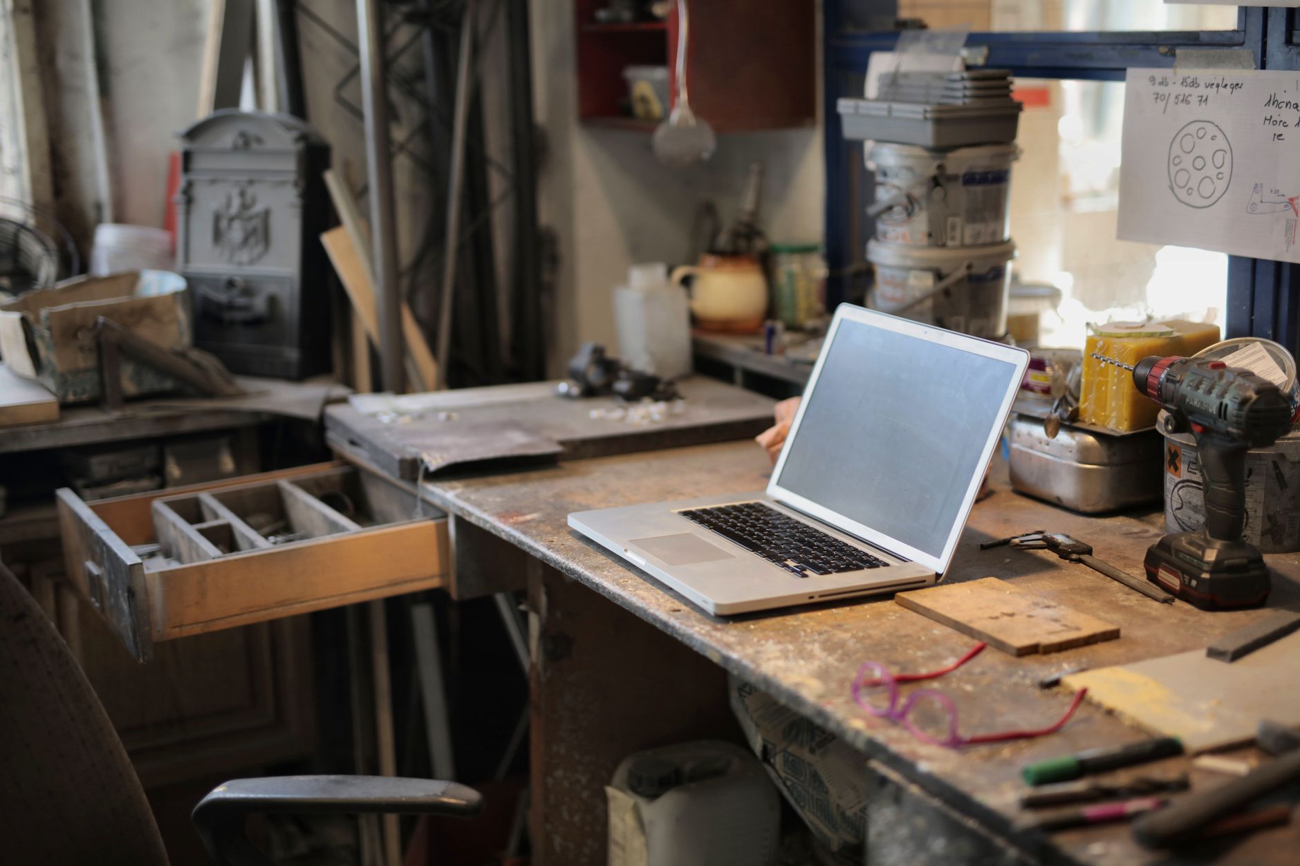 Creative laptop workspace desk