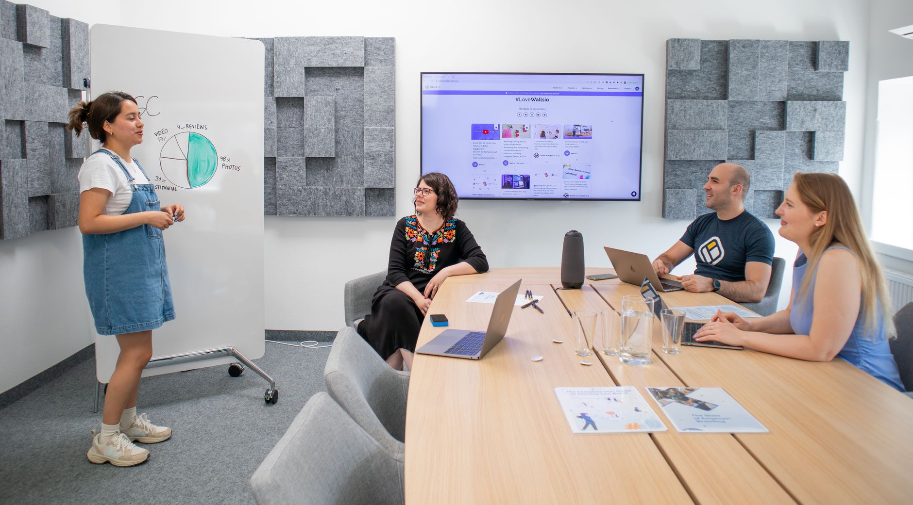 Creative team meeting screens