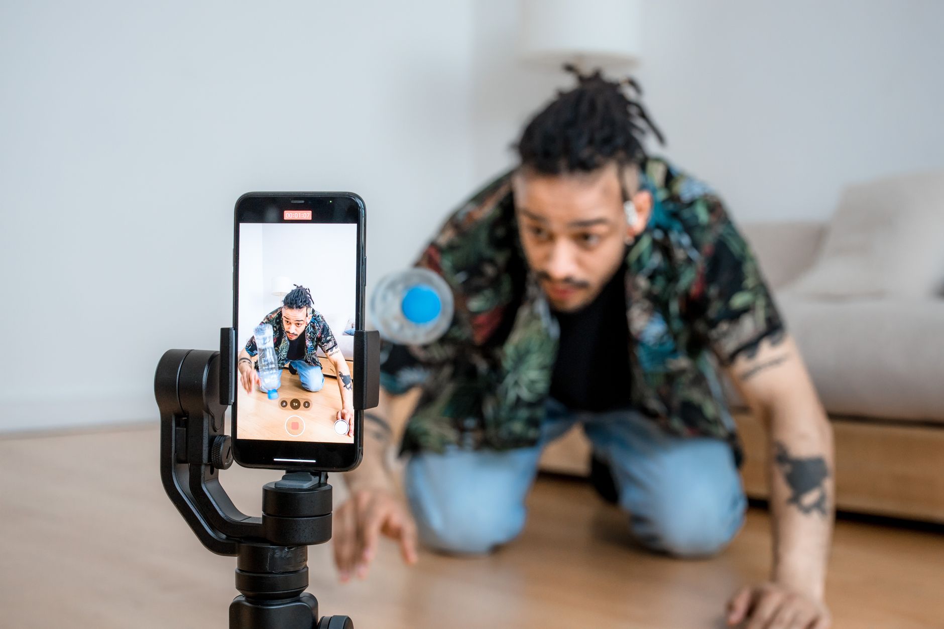 Creator filming vertical video