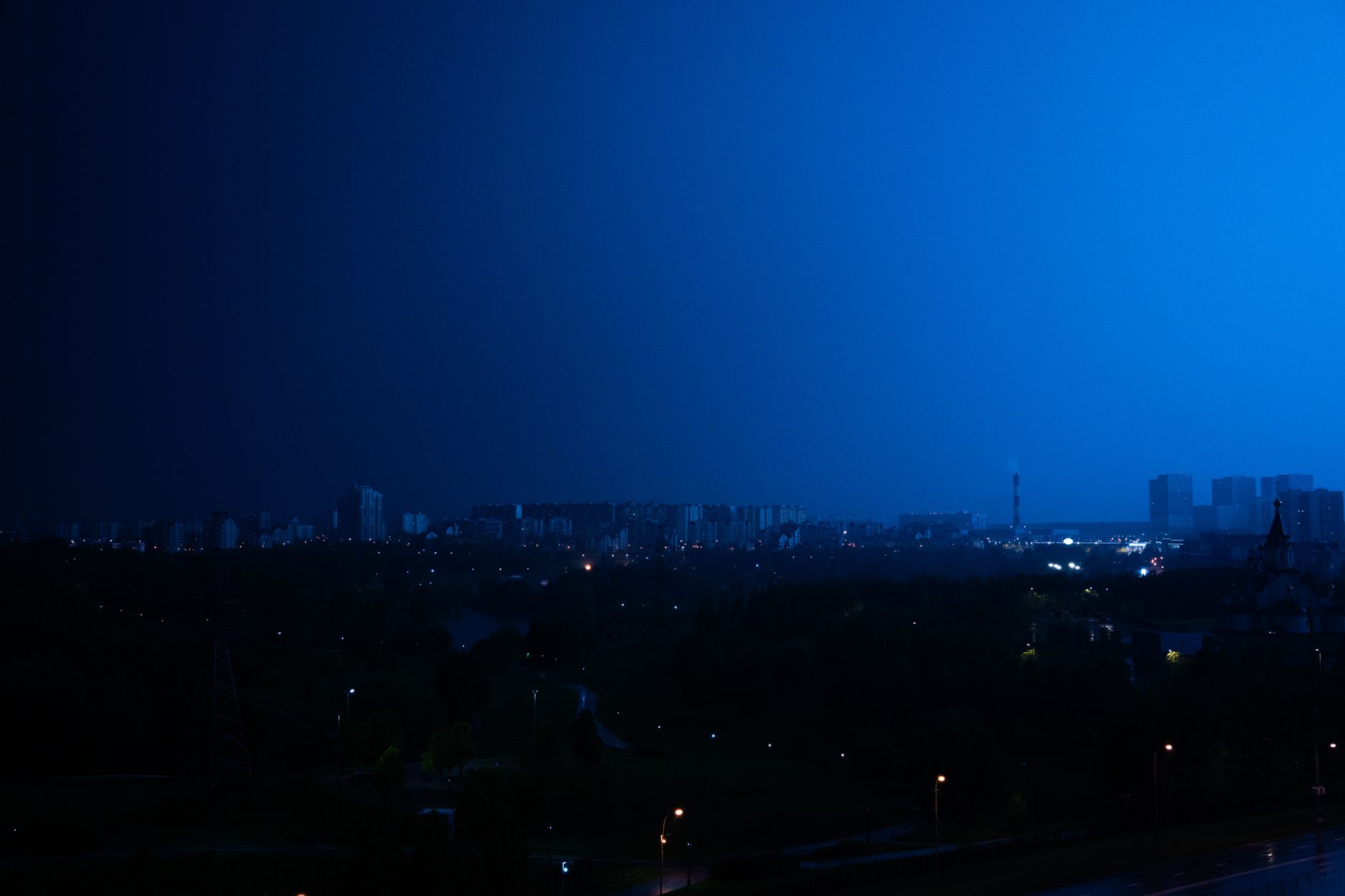 Dark blue night landscape
