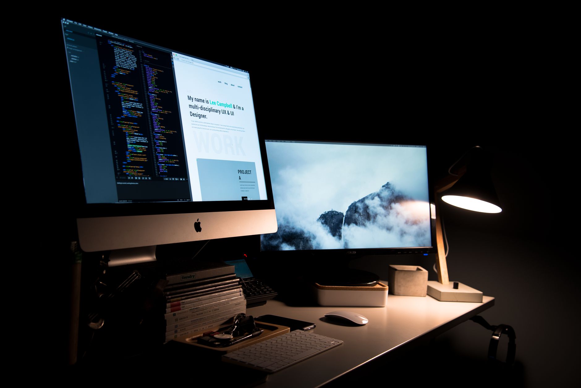 Designer workspace clean monitor