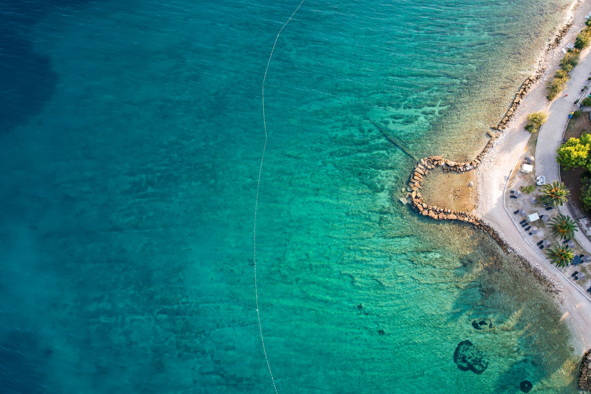 Drone travel coastline aerial