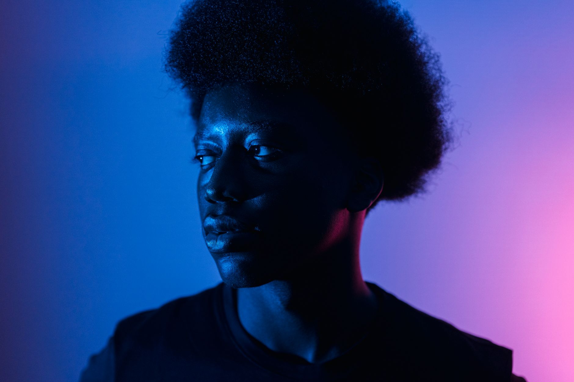 Duotone color portrait abstract
