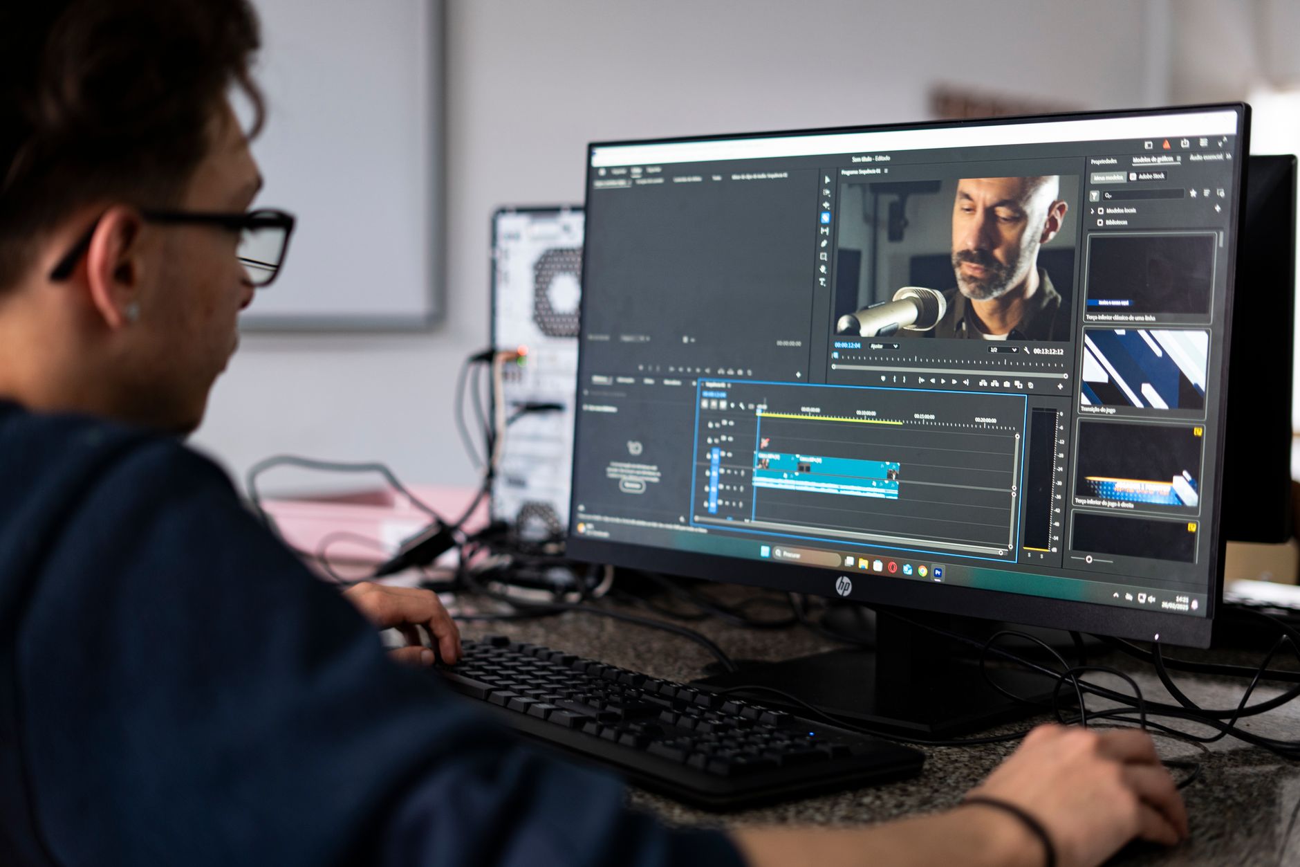 Editor cutting footage