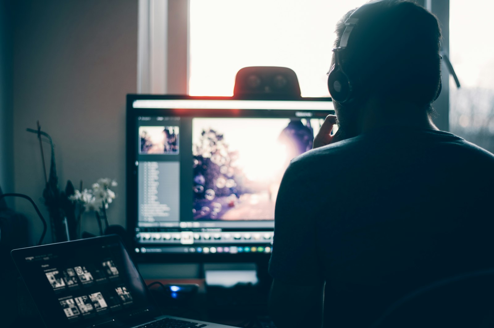 Editor reviewing footage