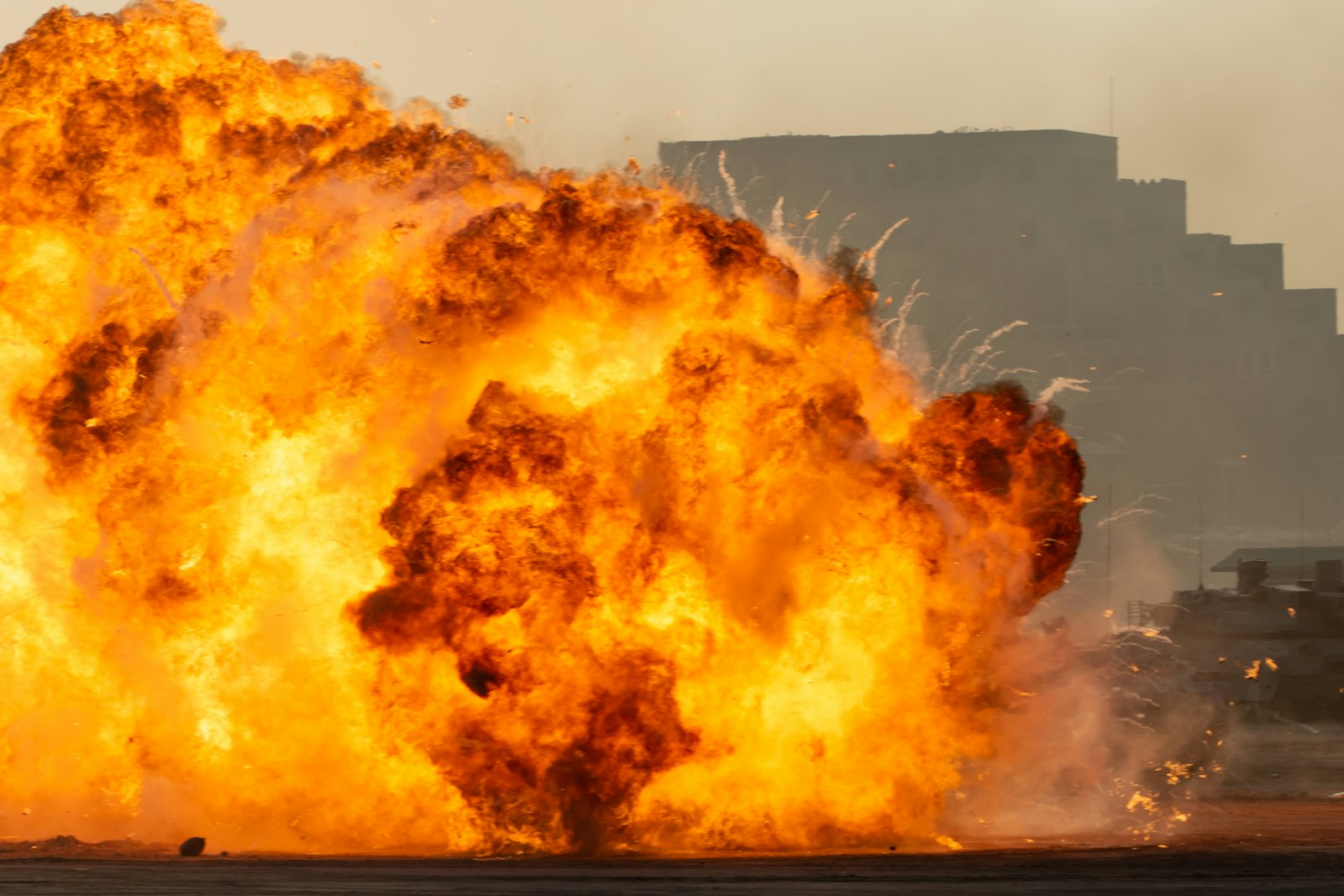 Explosion debris pieces