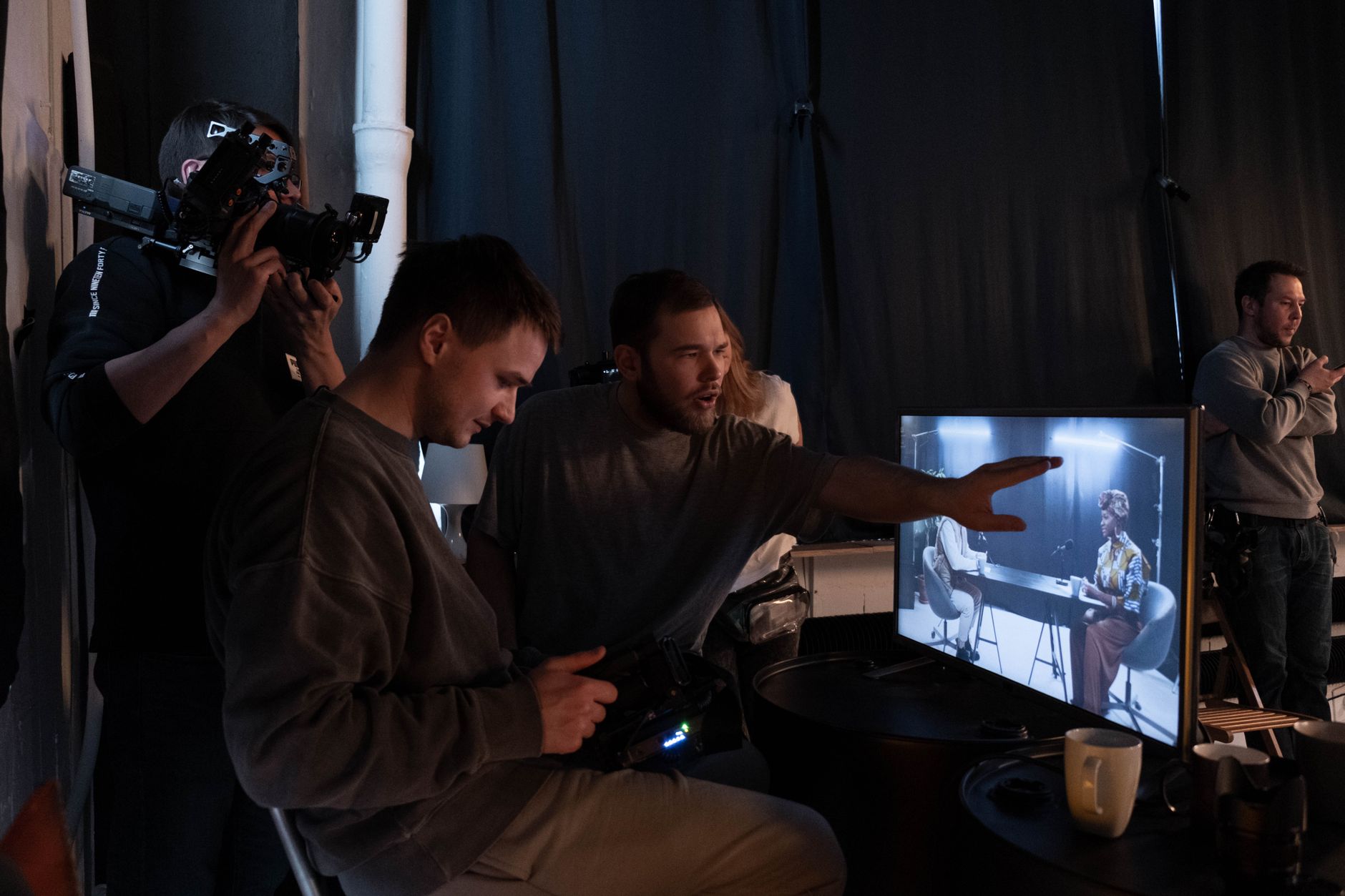 Film production editing team
