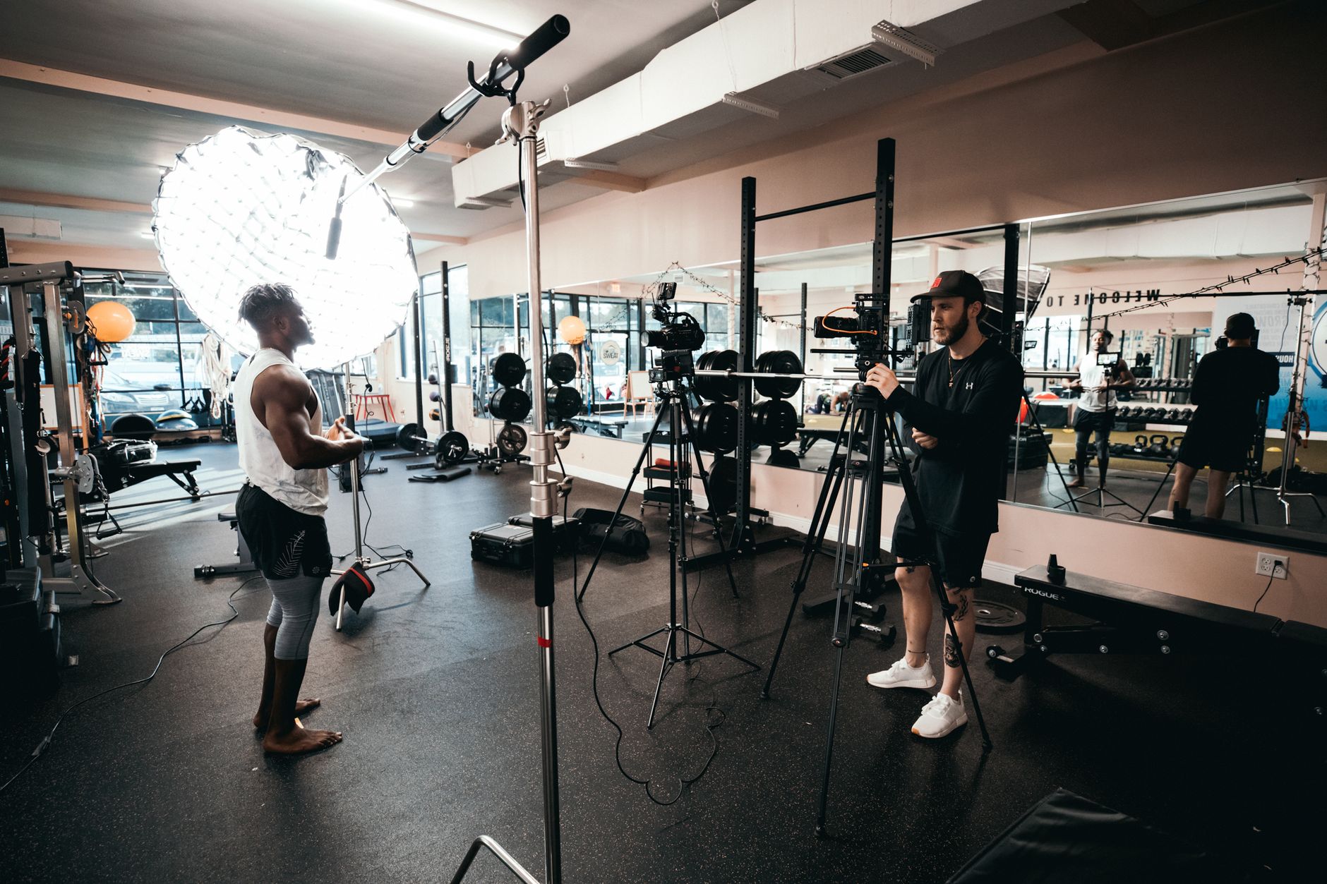 Fitness workout video filming