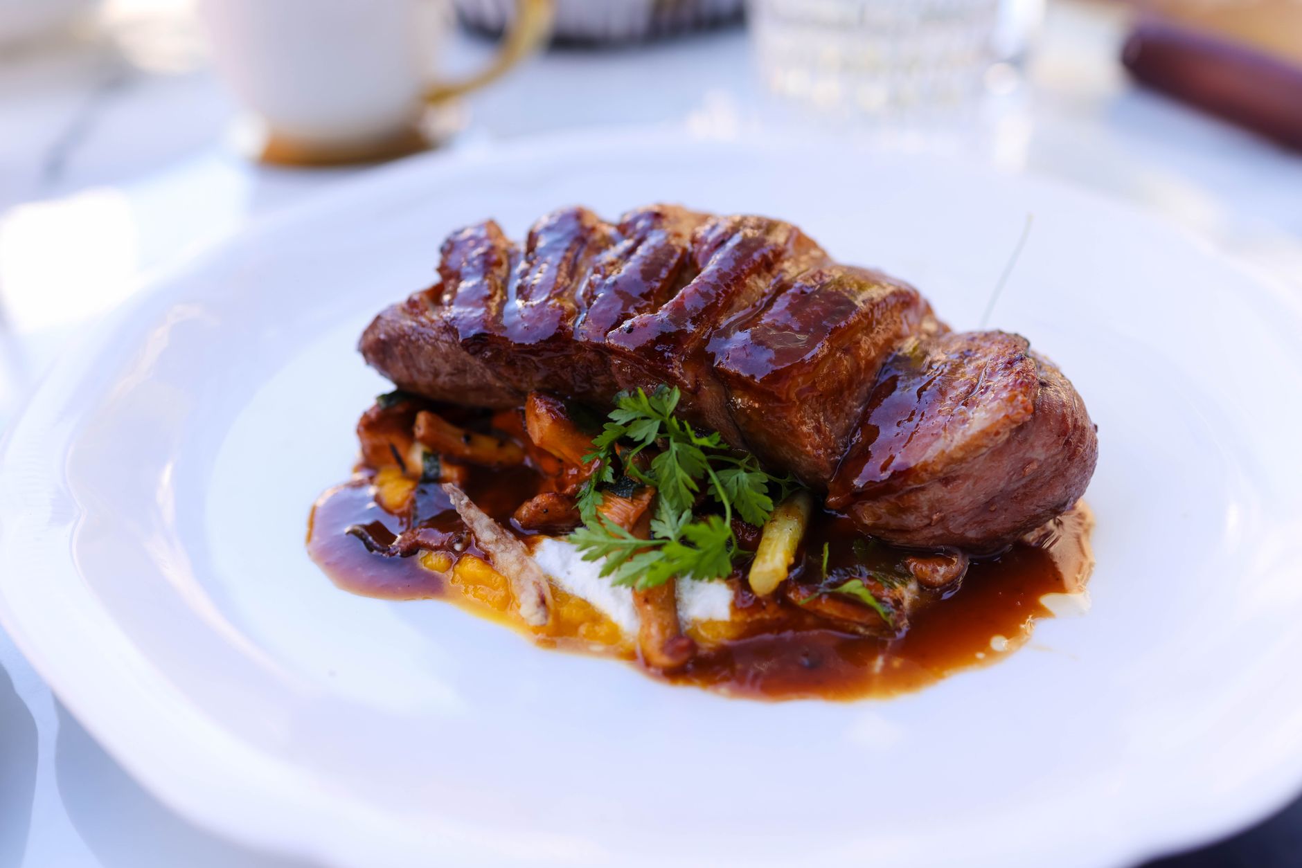 Gourmet food plating closeup