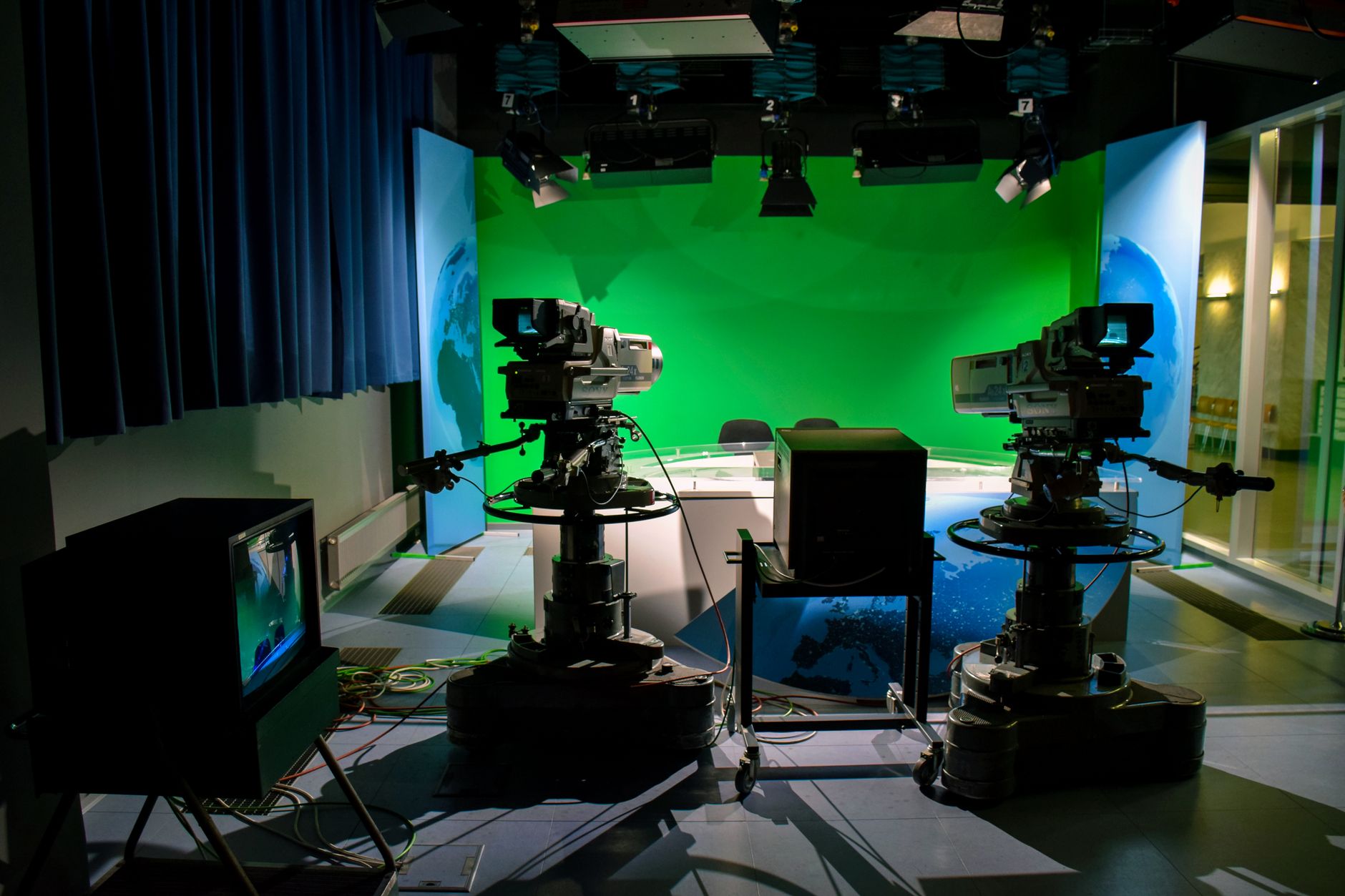 Green screen studio filming