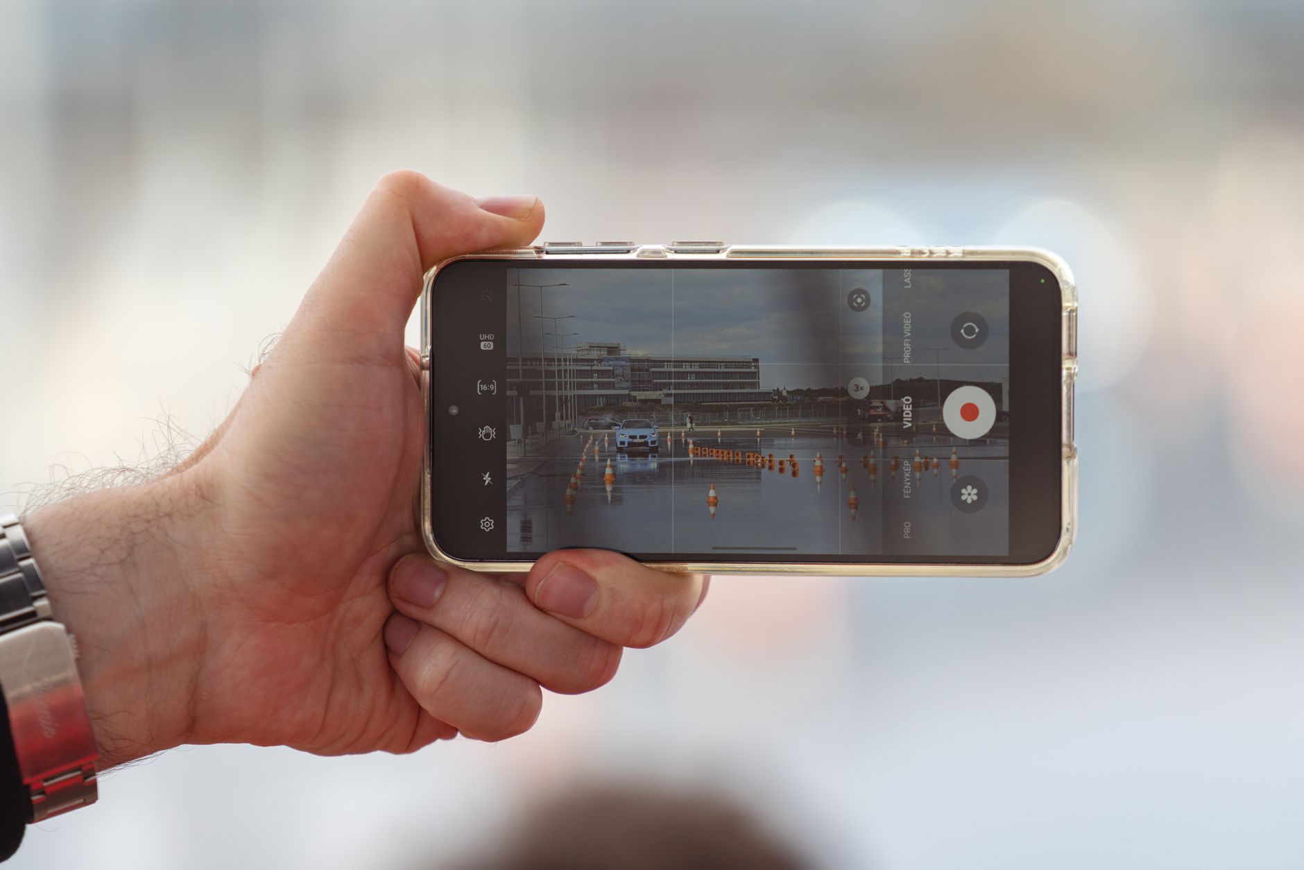 Handheld video filming street