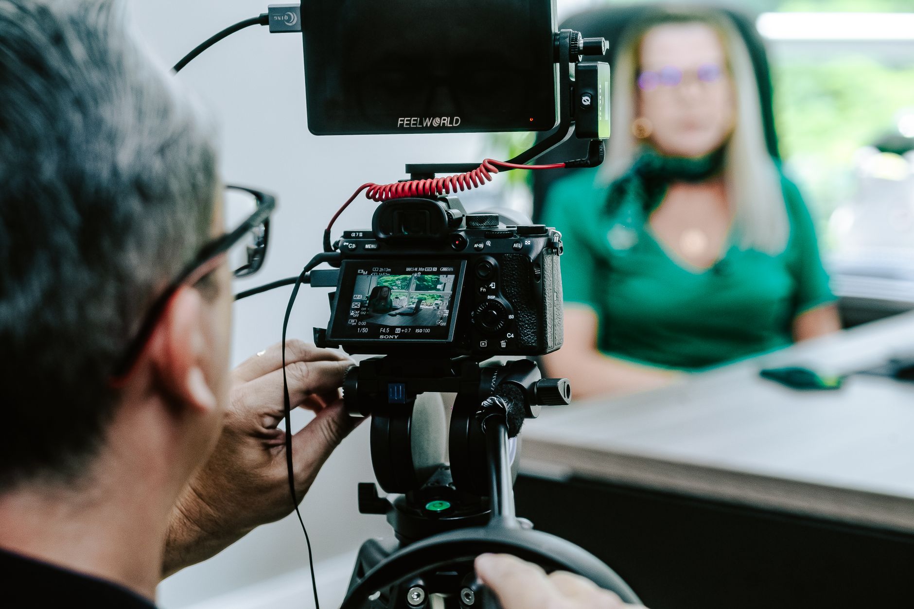 Interview filming closeup