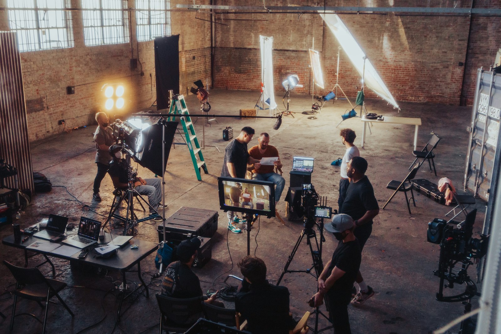 Interview subject filming