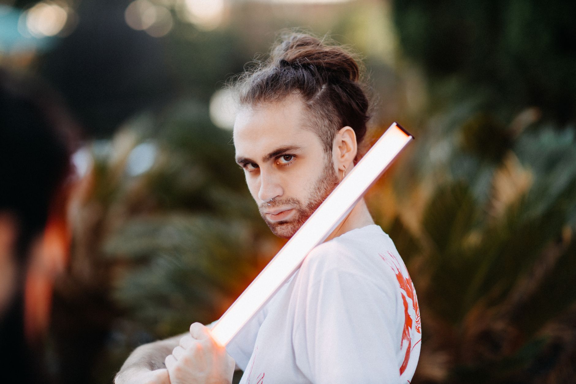 Lightsaber glow dark dramatic