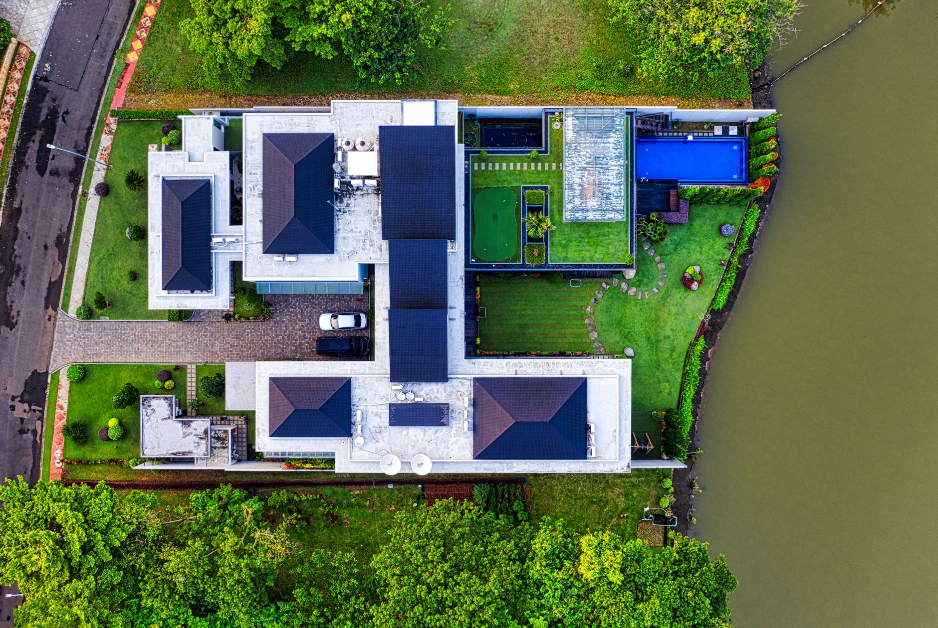 Luxury house exterior aerial