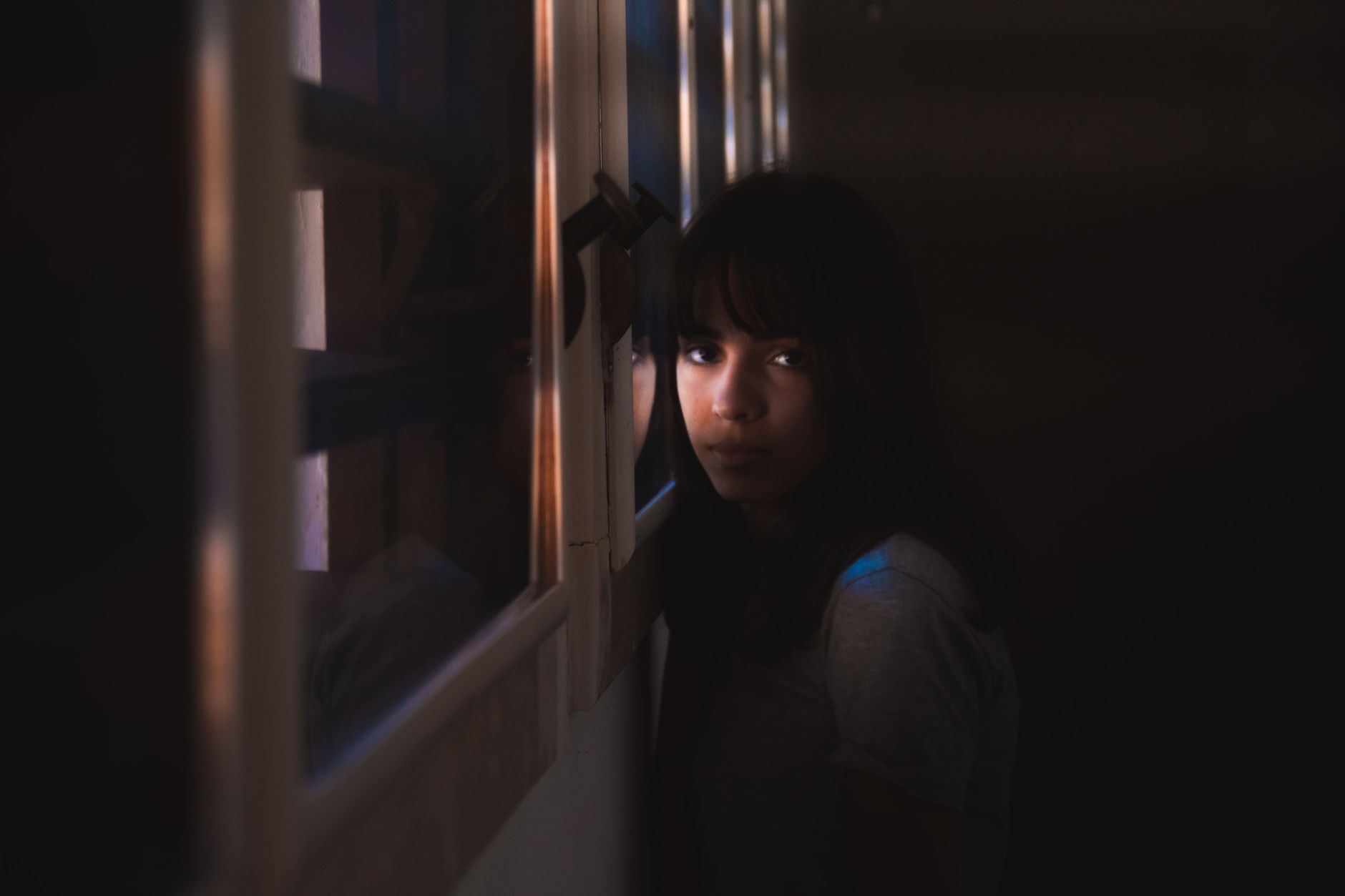 Moody dark portrait light