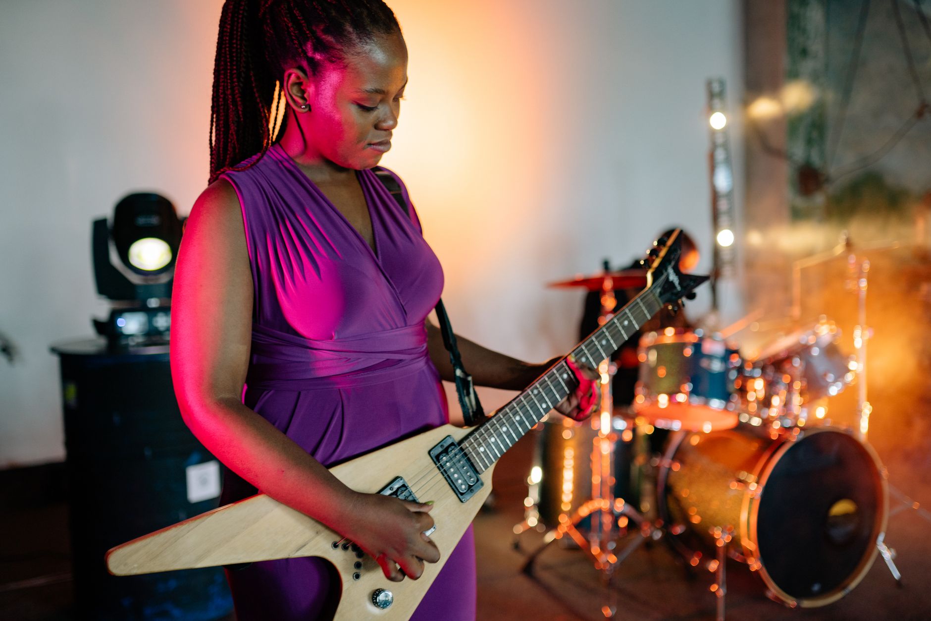 Music artist performing colorful