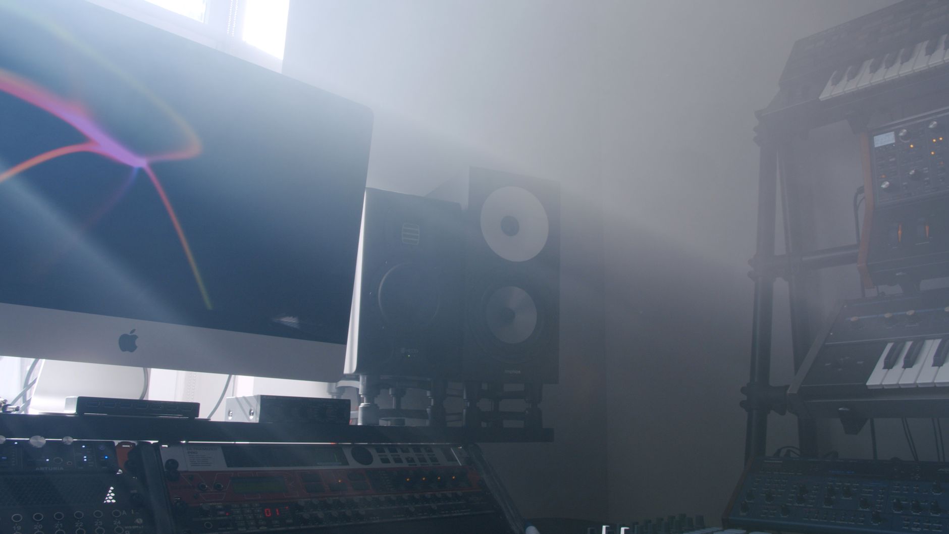 Music production workspace bright