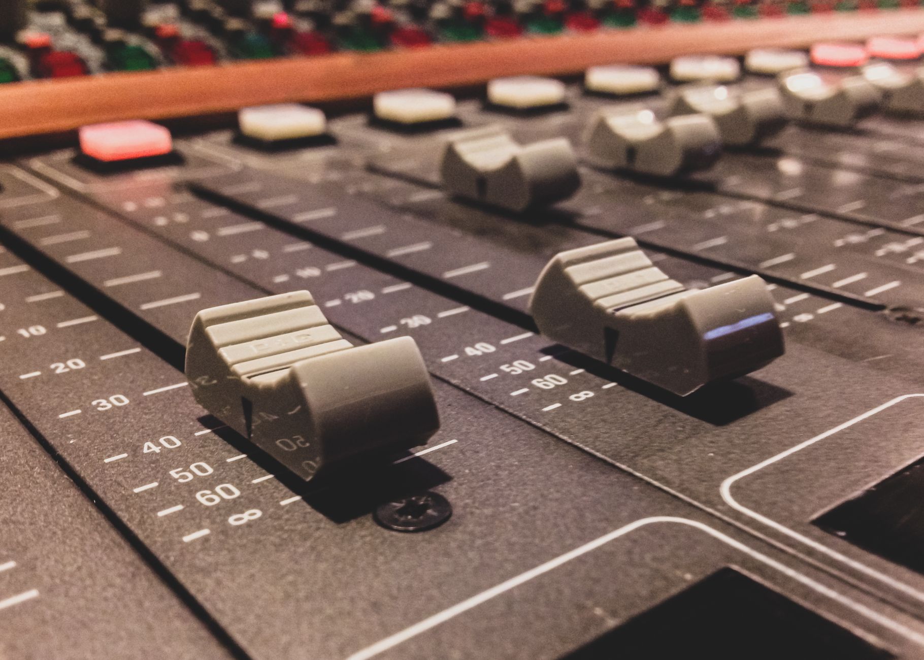 Music studio mixing desk