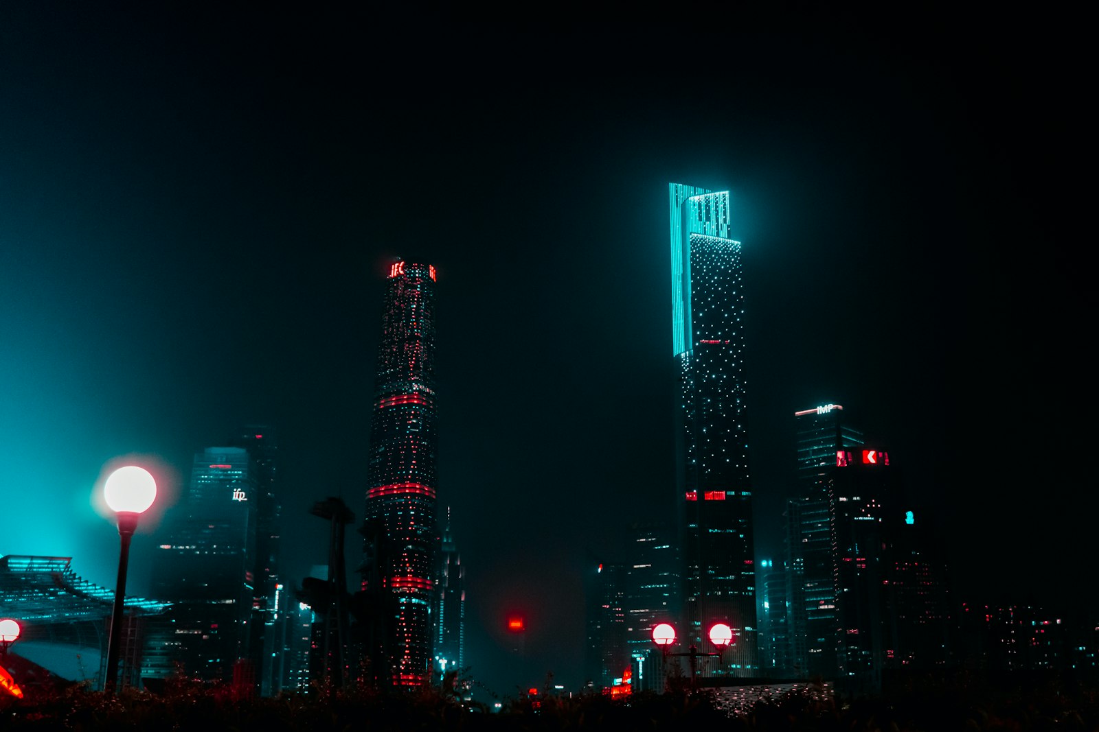 Neon glow city night