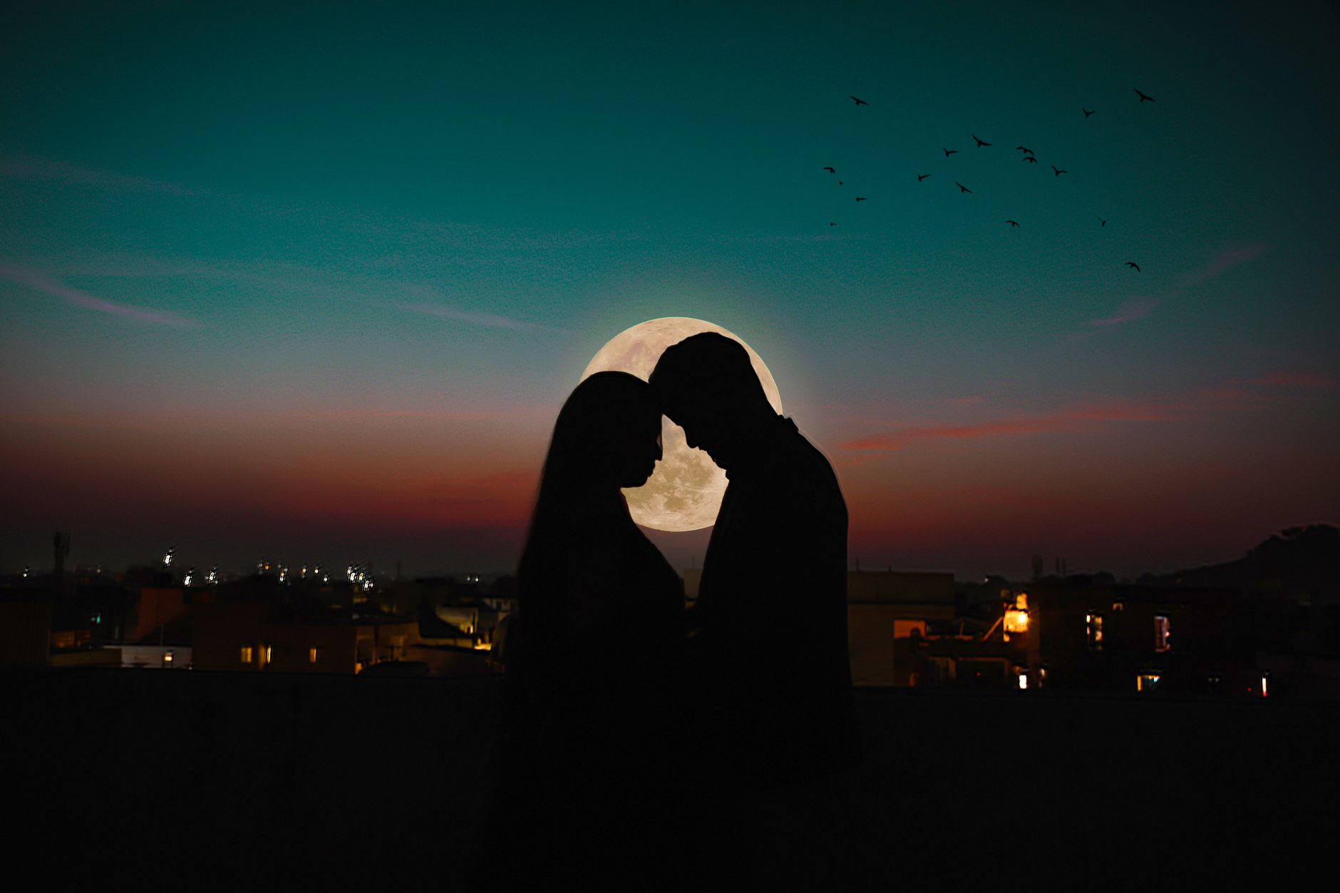 Night cinematic blue moonlight