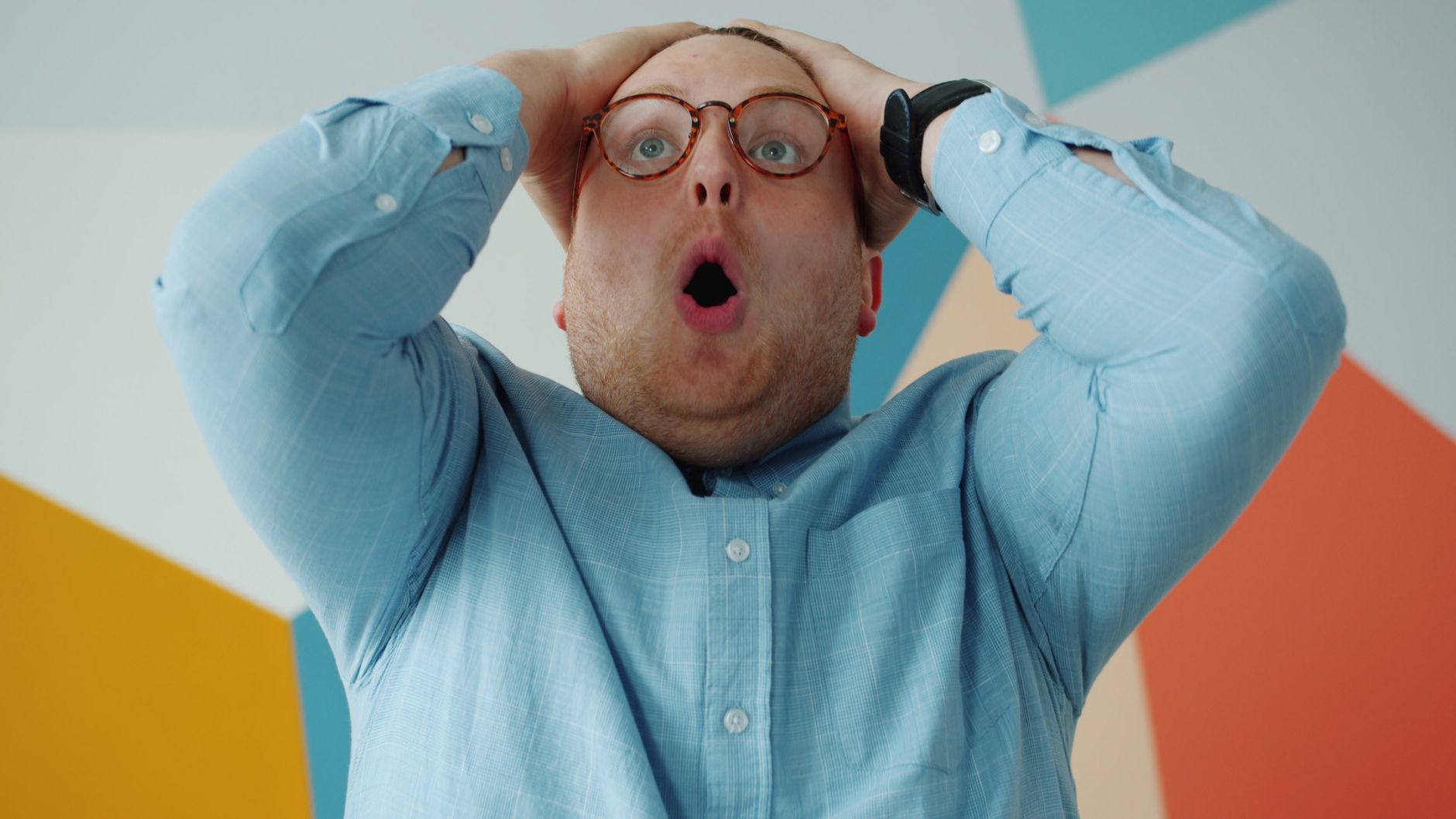 Person watching reaction emotional