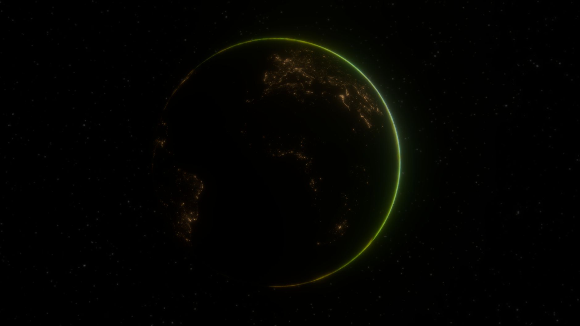 Planet glowing space dark