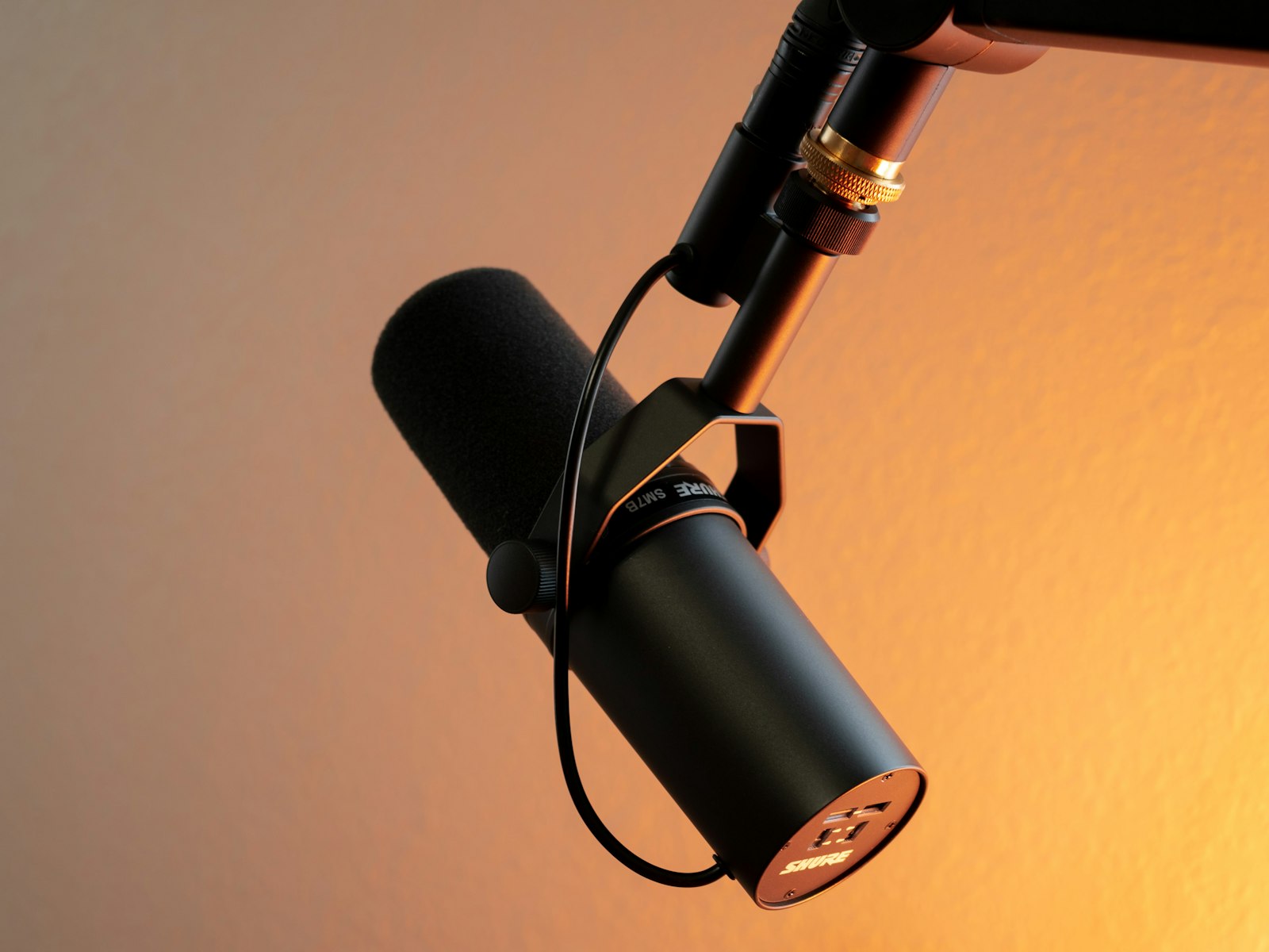 Podcast microphone closeup