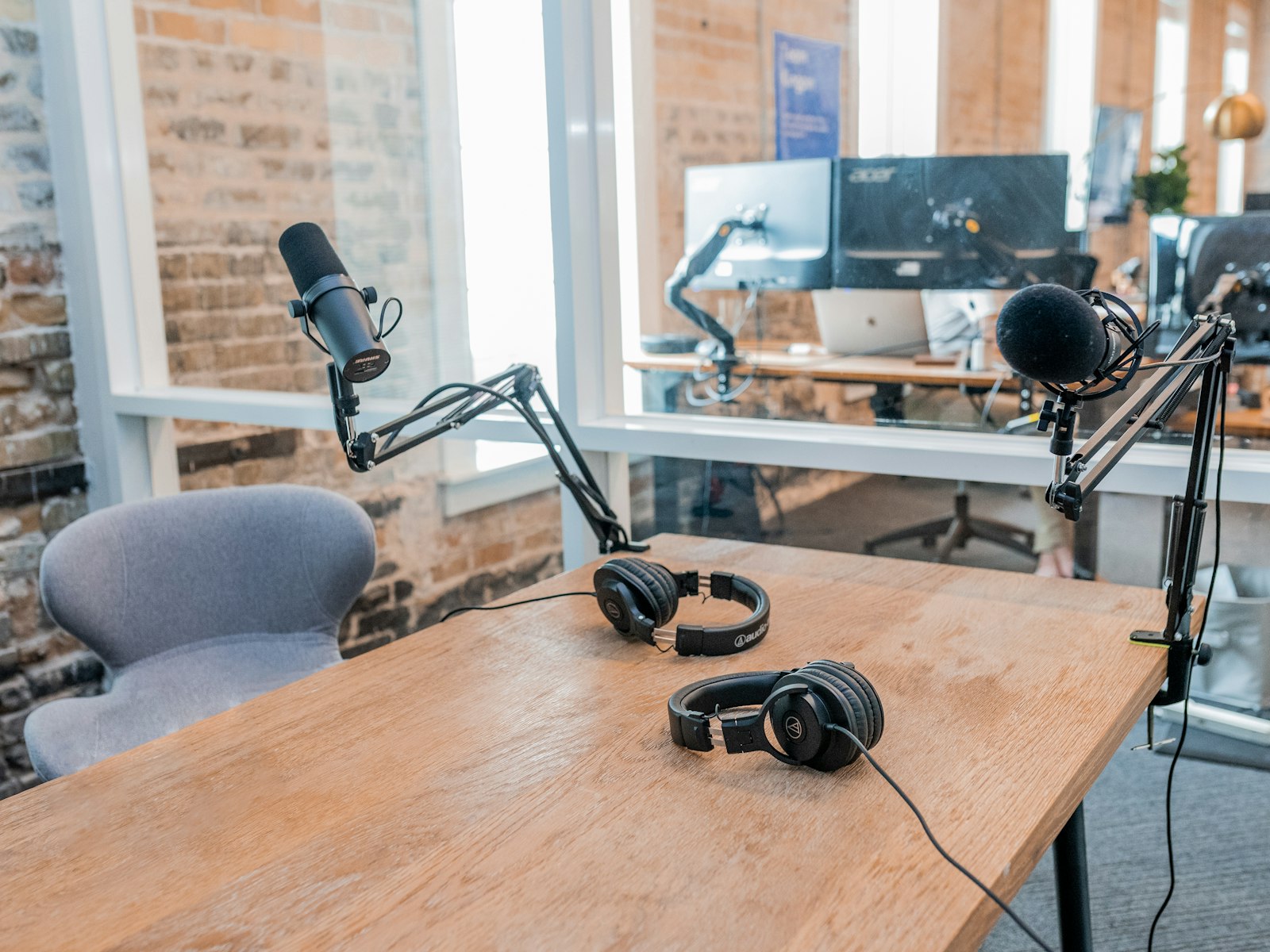 Podcast recording setup cameras