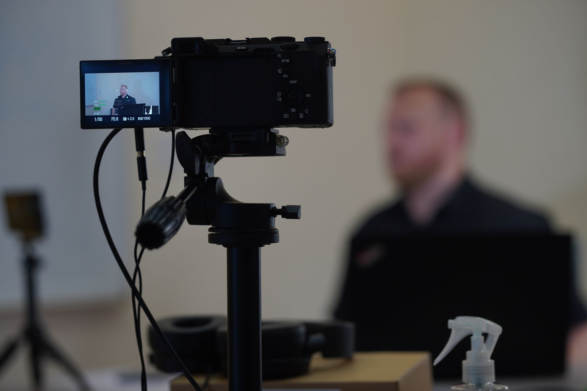 Presenter filming studio