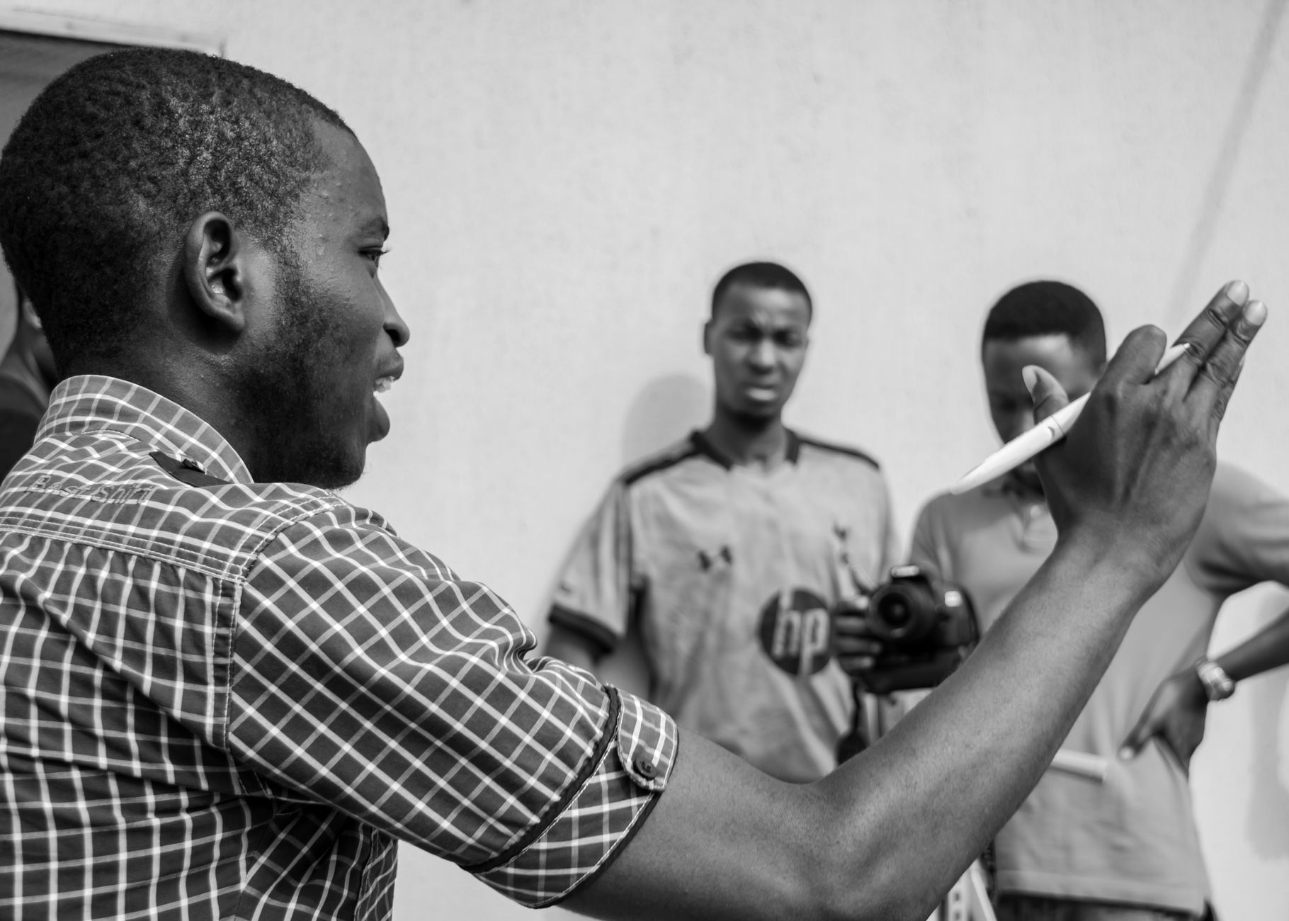 Presenter talking to camera