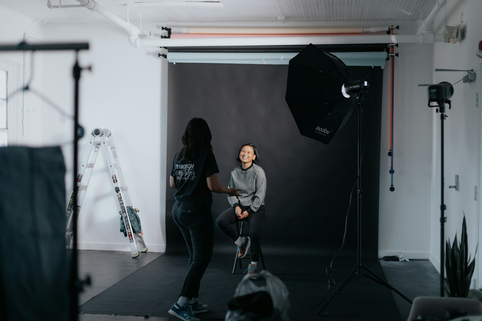 Professional interview filming setup