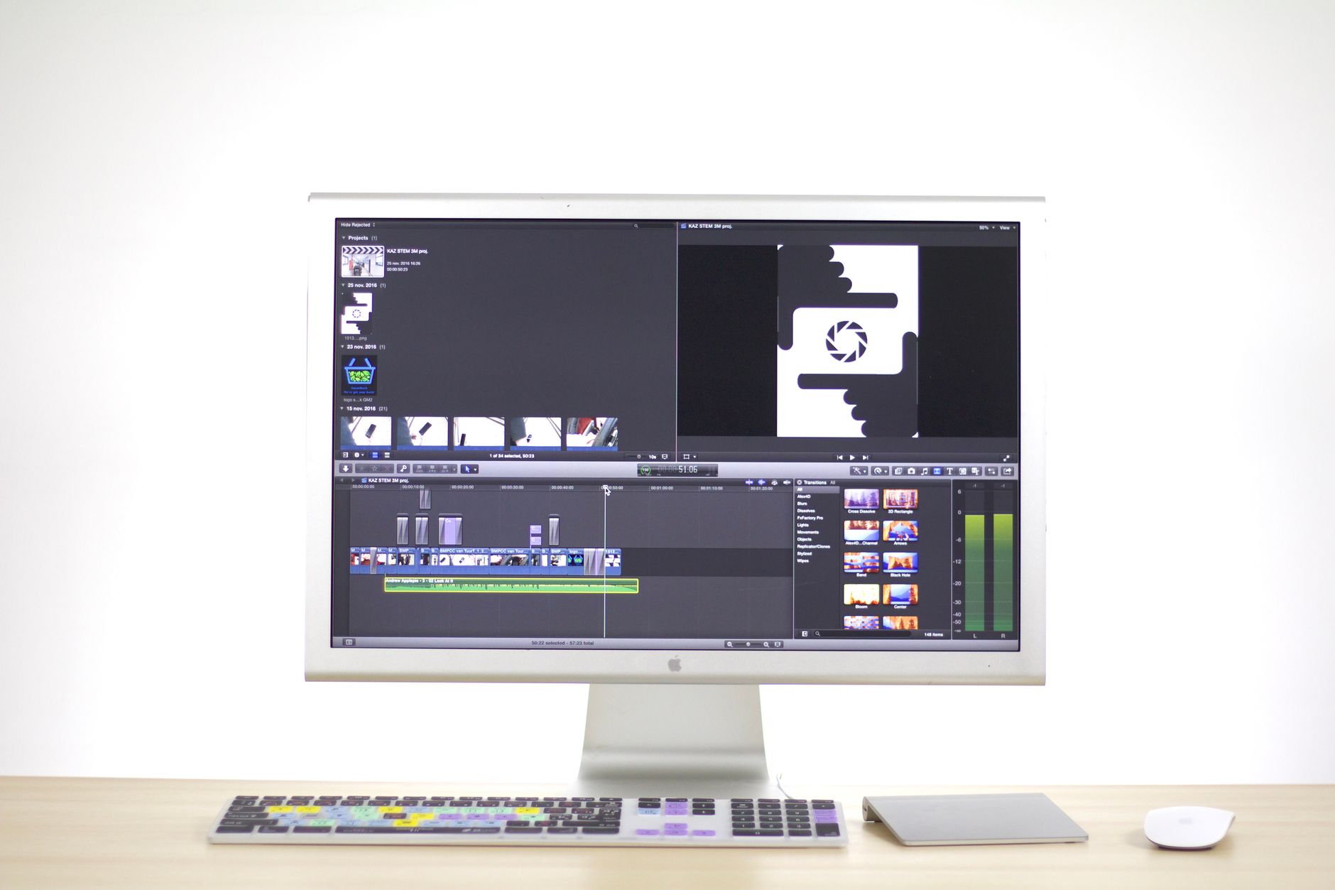 Professional video editing setup