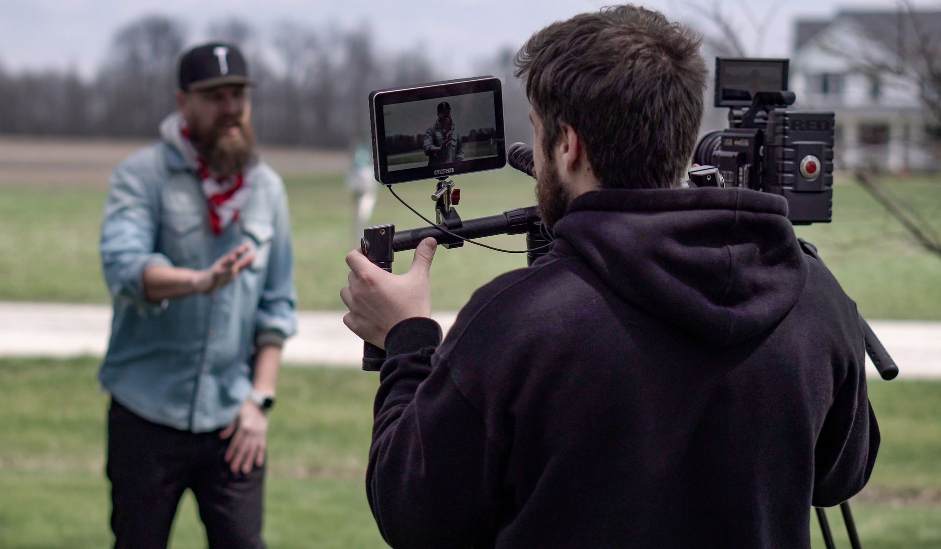 Reaction video creator filming