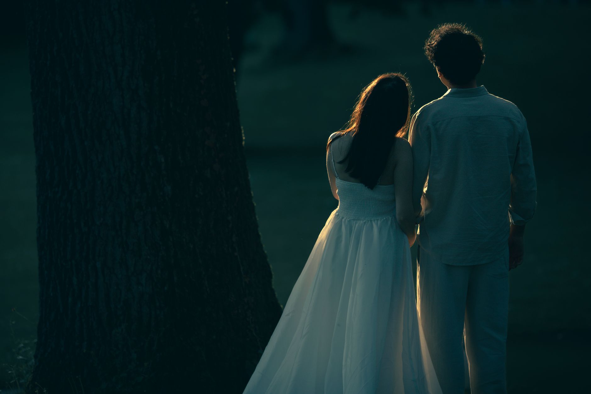 Romantic wedding film scene